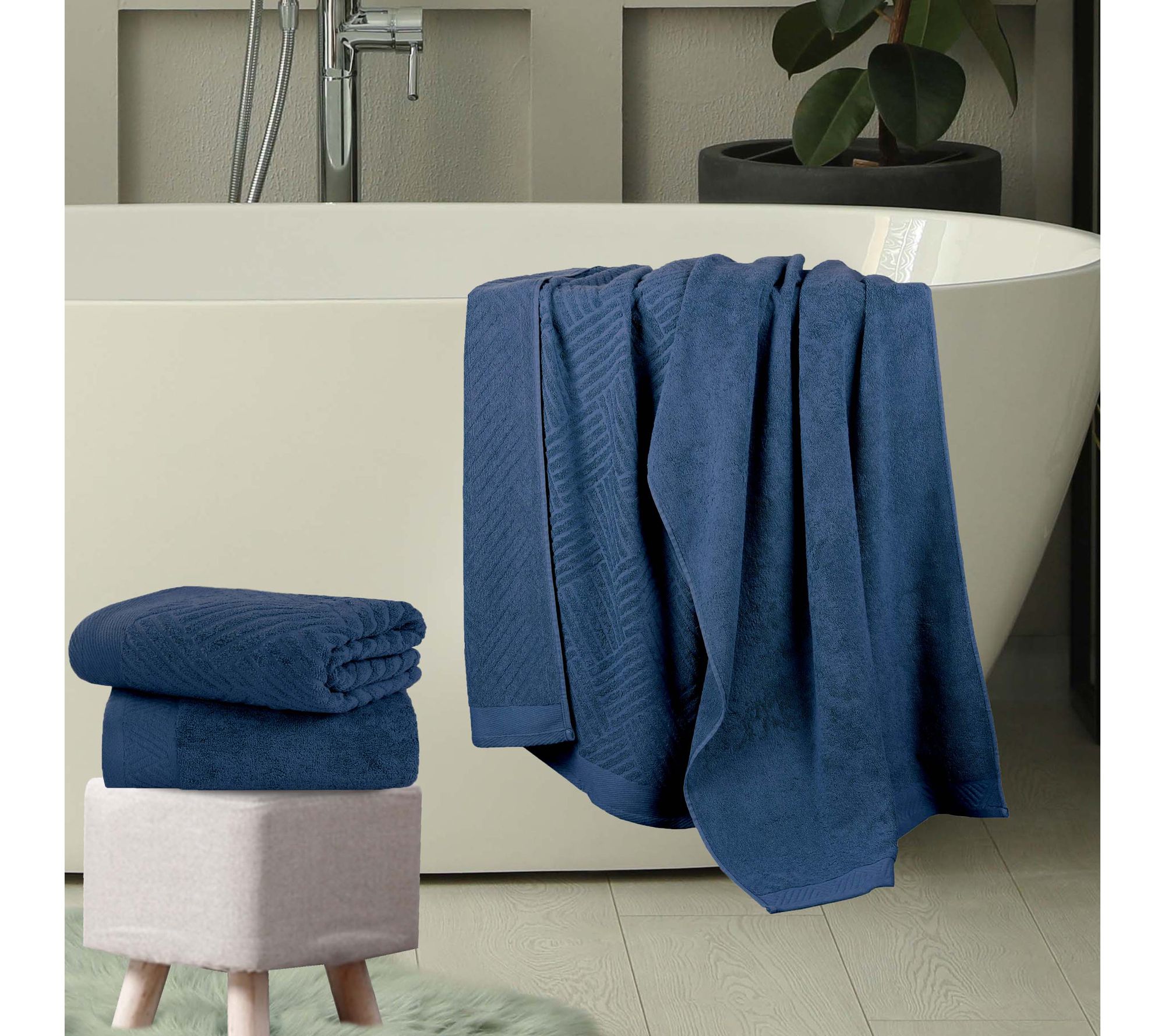 Superior Egyptian Cotton Jacquard-Solid Bath Towel Set