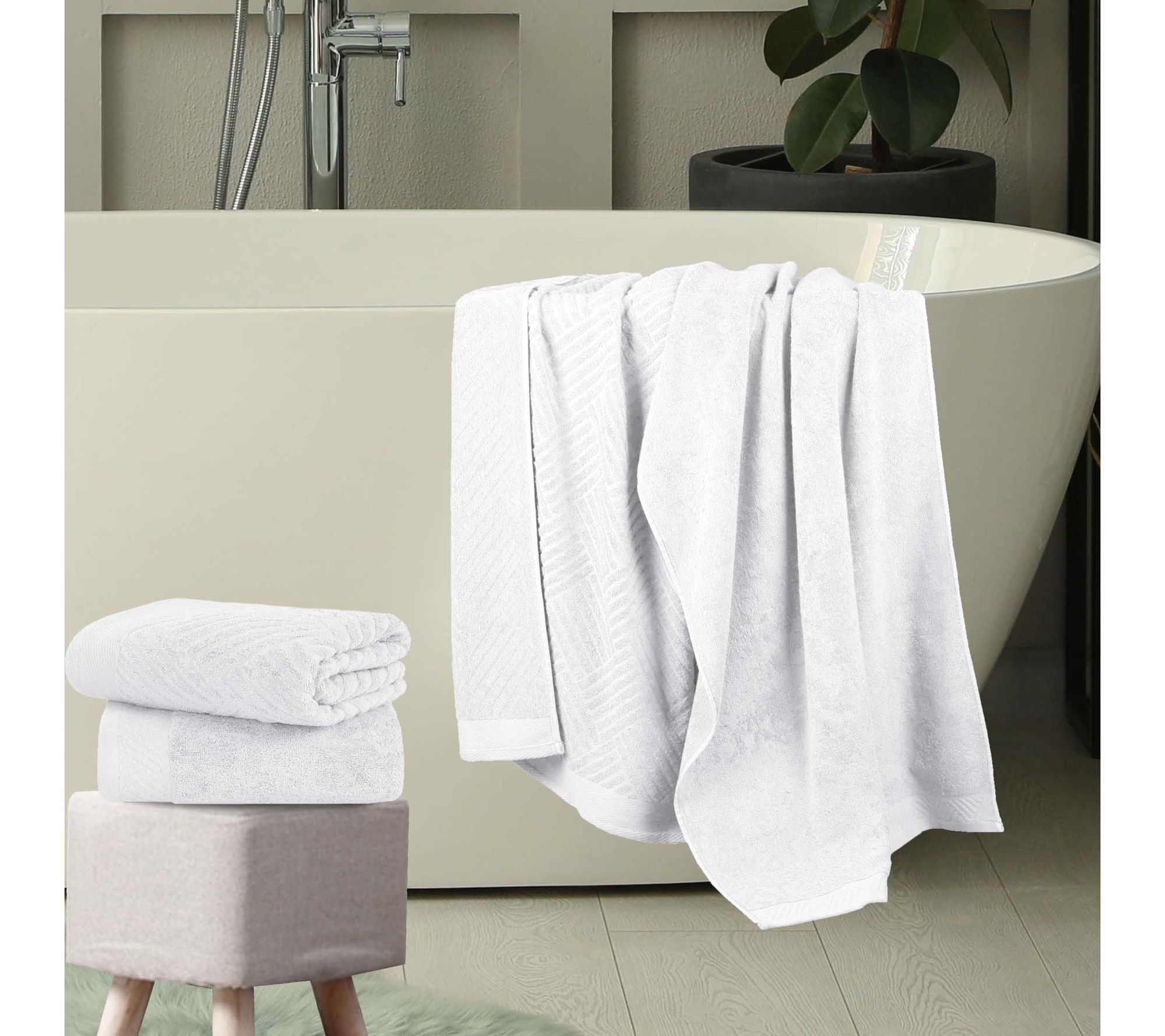 Superior Egyptian Cotton Jacquard-Solid Bath Towel Set