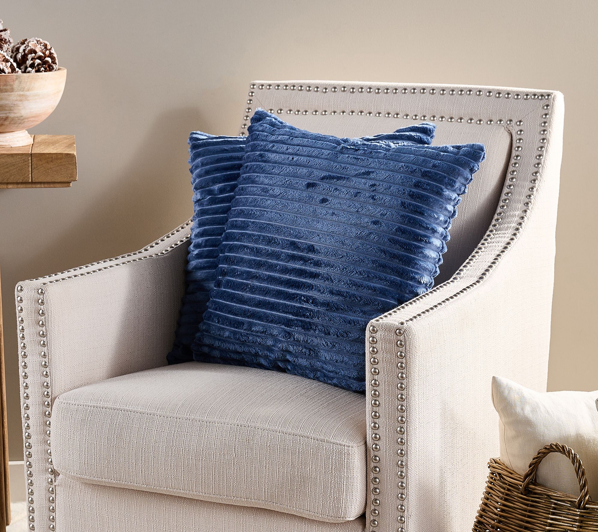 "As Is" Home Reflections Set 2 Ribbed Plush Decorative Pillows