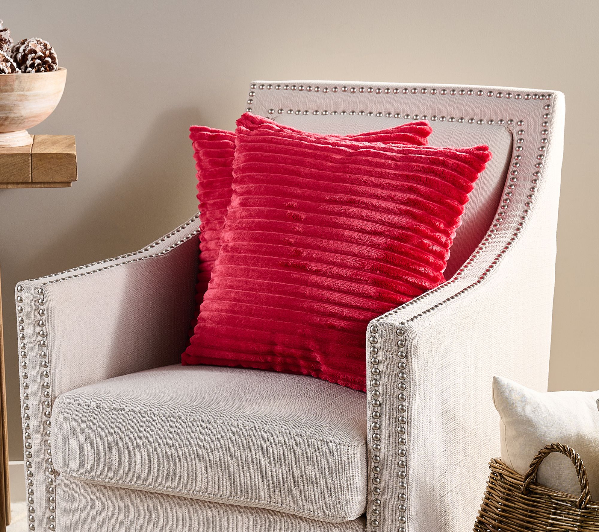"As Is" Home Reflections Set 2 Ribbed Plush Decorative Pillows