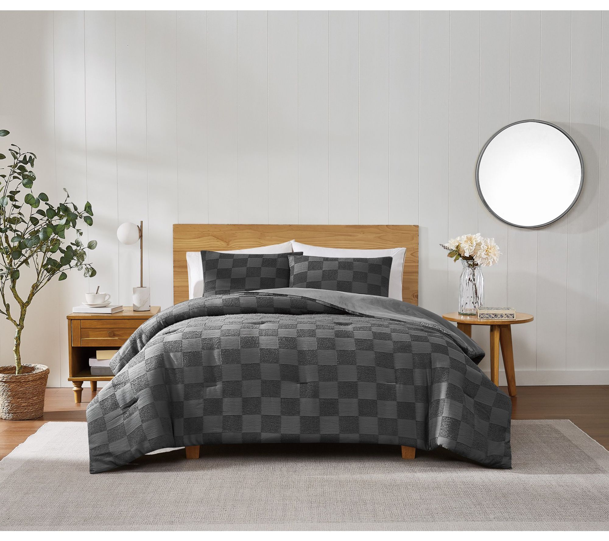 Truly Soft Textured Checkered King 3-Piece Comforter Set