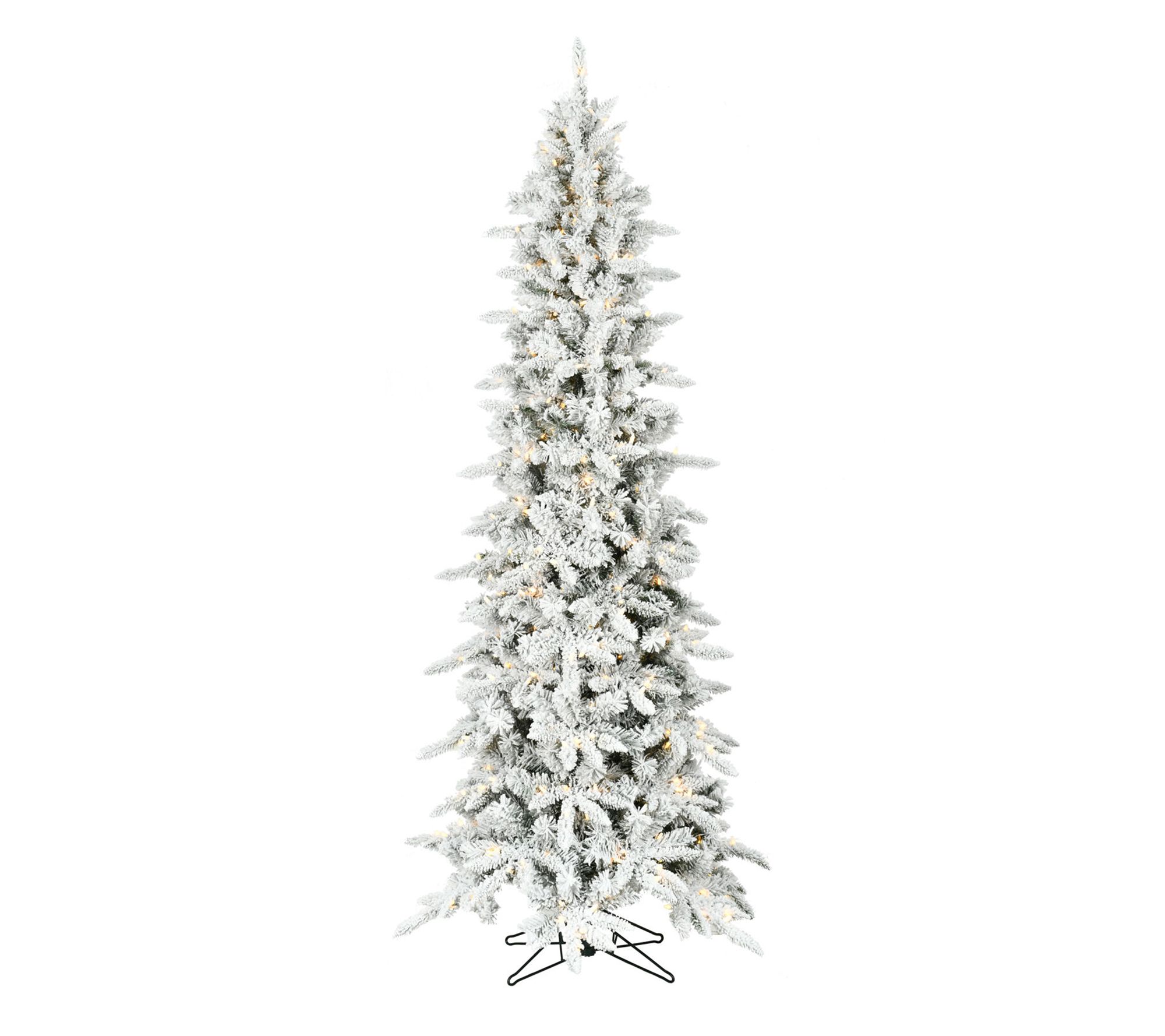 Fraser Hill Farm 7.5-Ft. Slim Mountain Pine Flocked Christmas