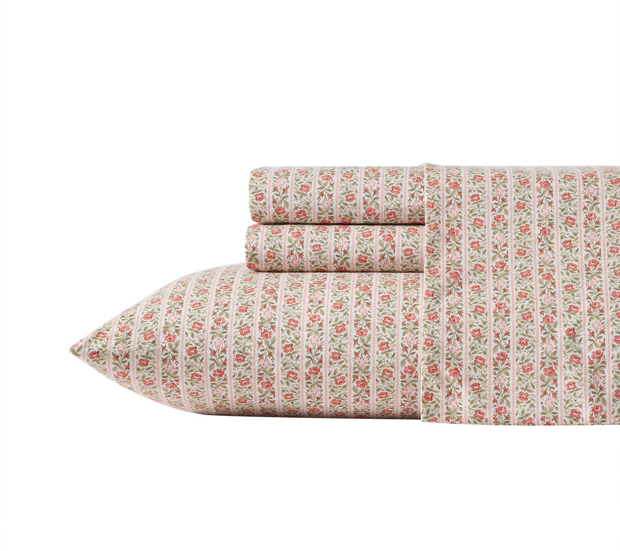 Laura Ashley Marta Stripe Pink King Sheet Set