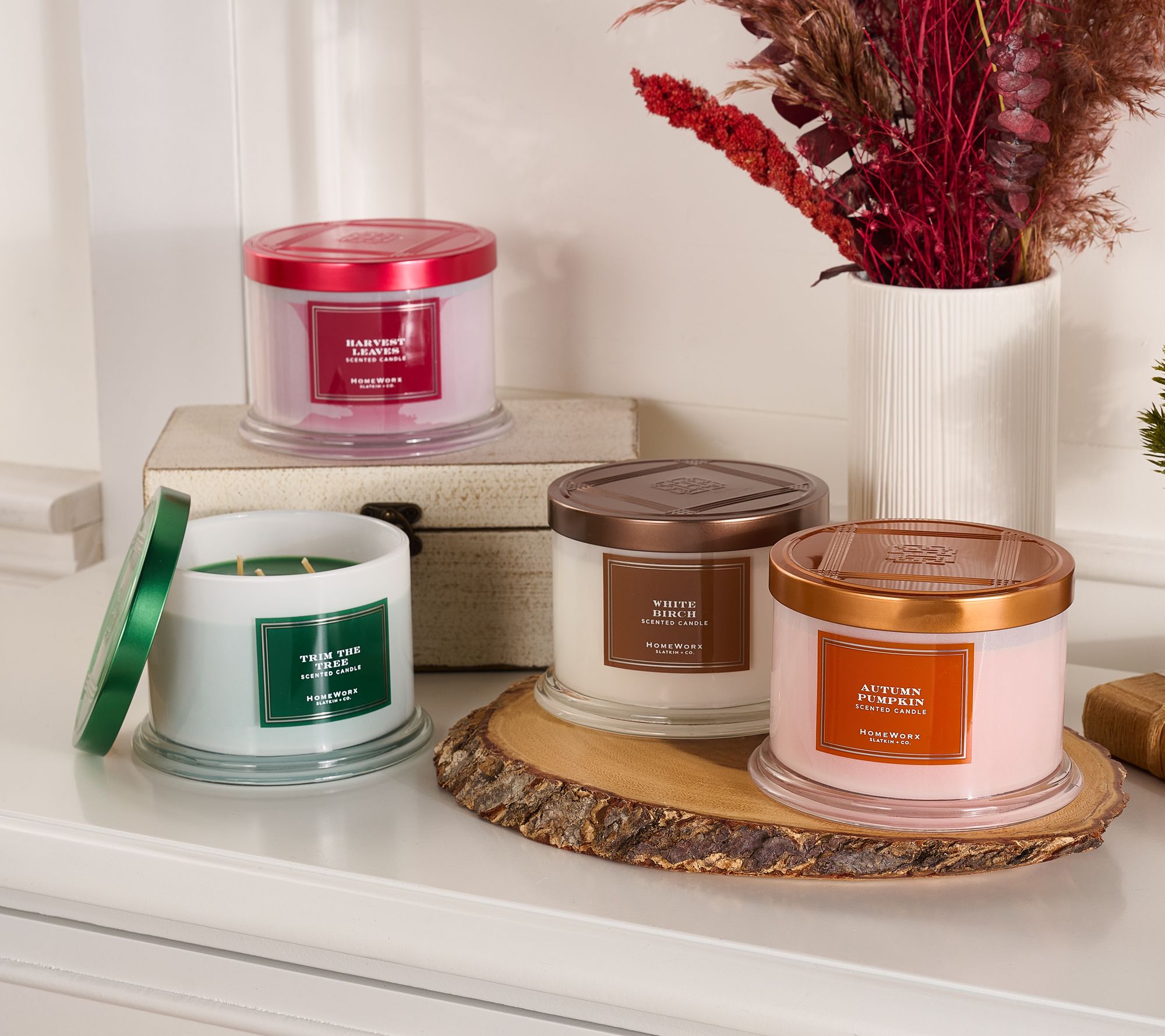 HomeWorx by Slatkin + Co. S/4 14-oz. Holiday/Harvest Candle Set