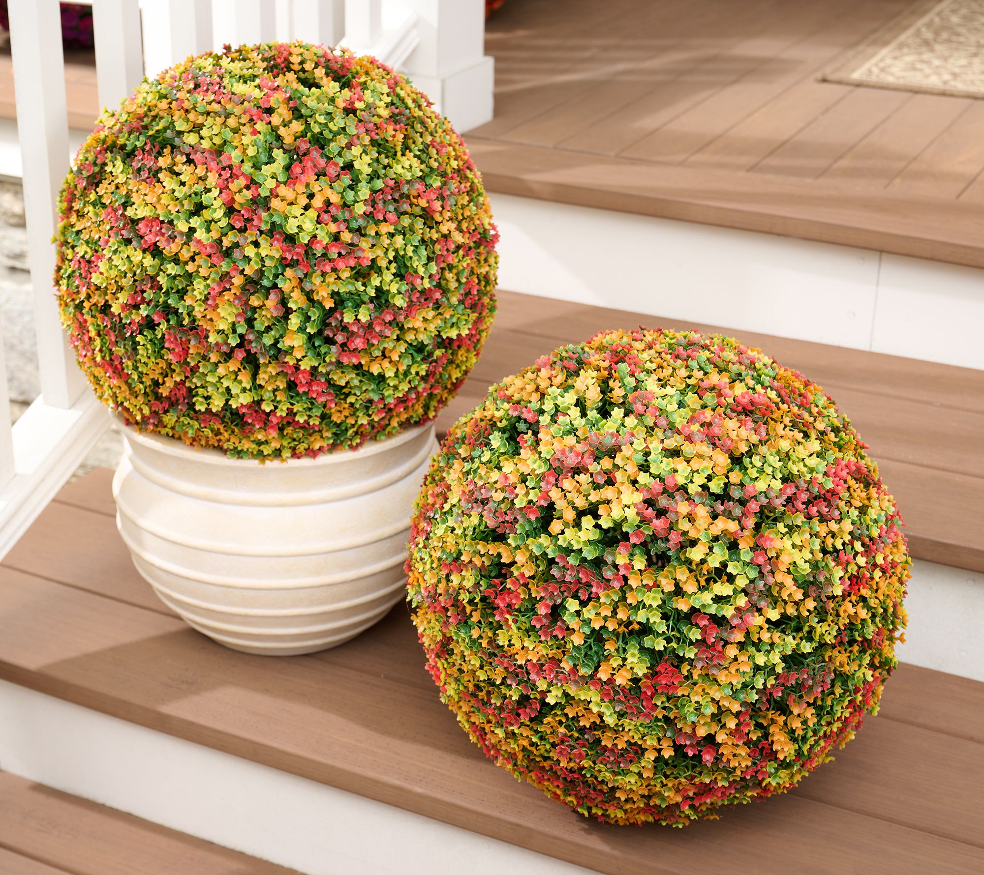  Wicker Park Set of 2 Oversized Faux Floral Spheres