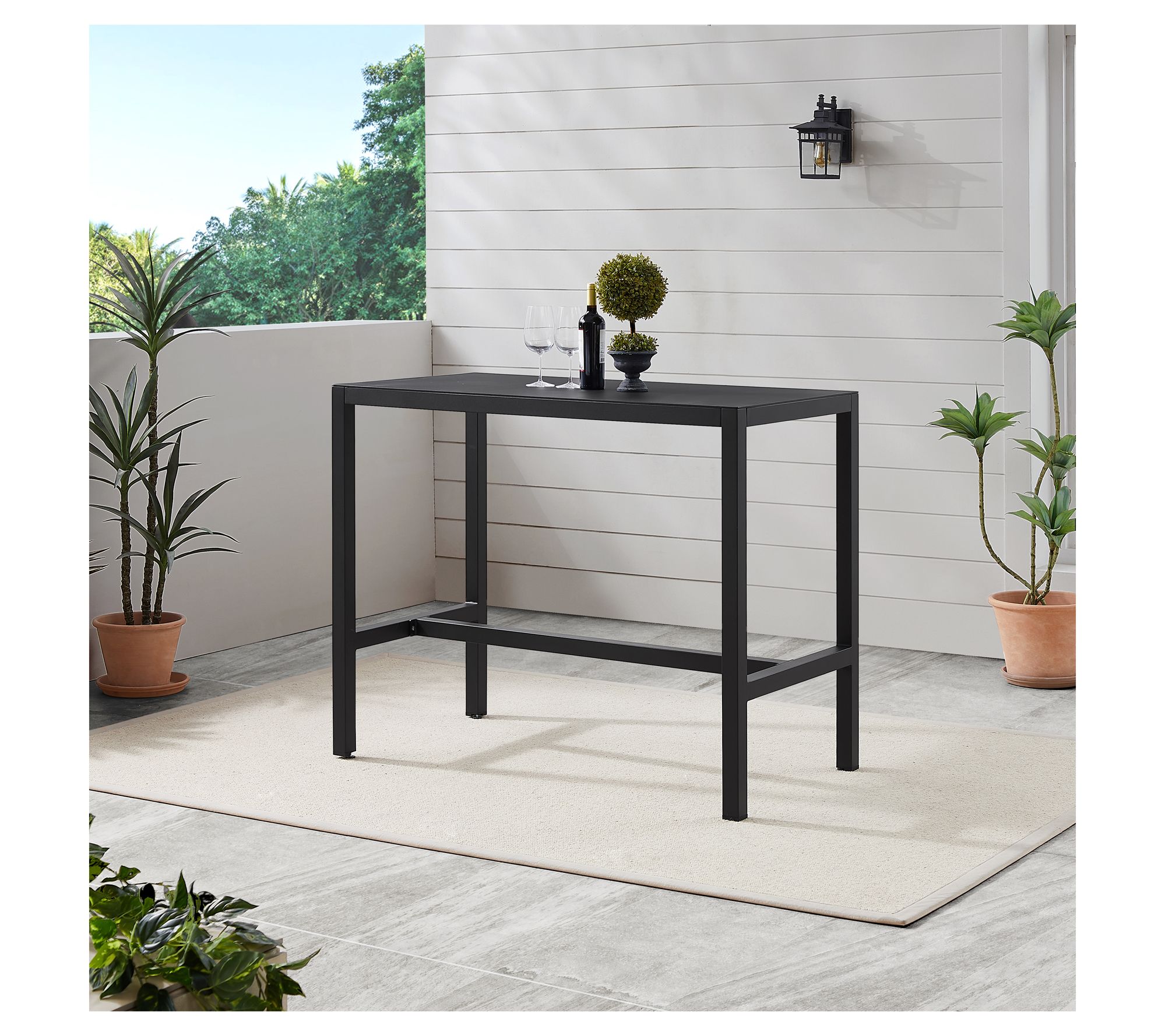 Linon Home Holland Aluminum Outdoor Tavern Table Black