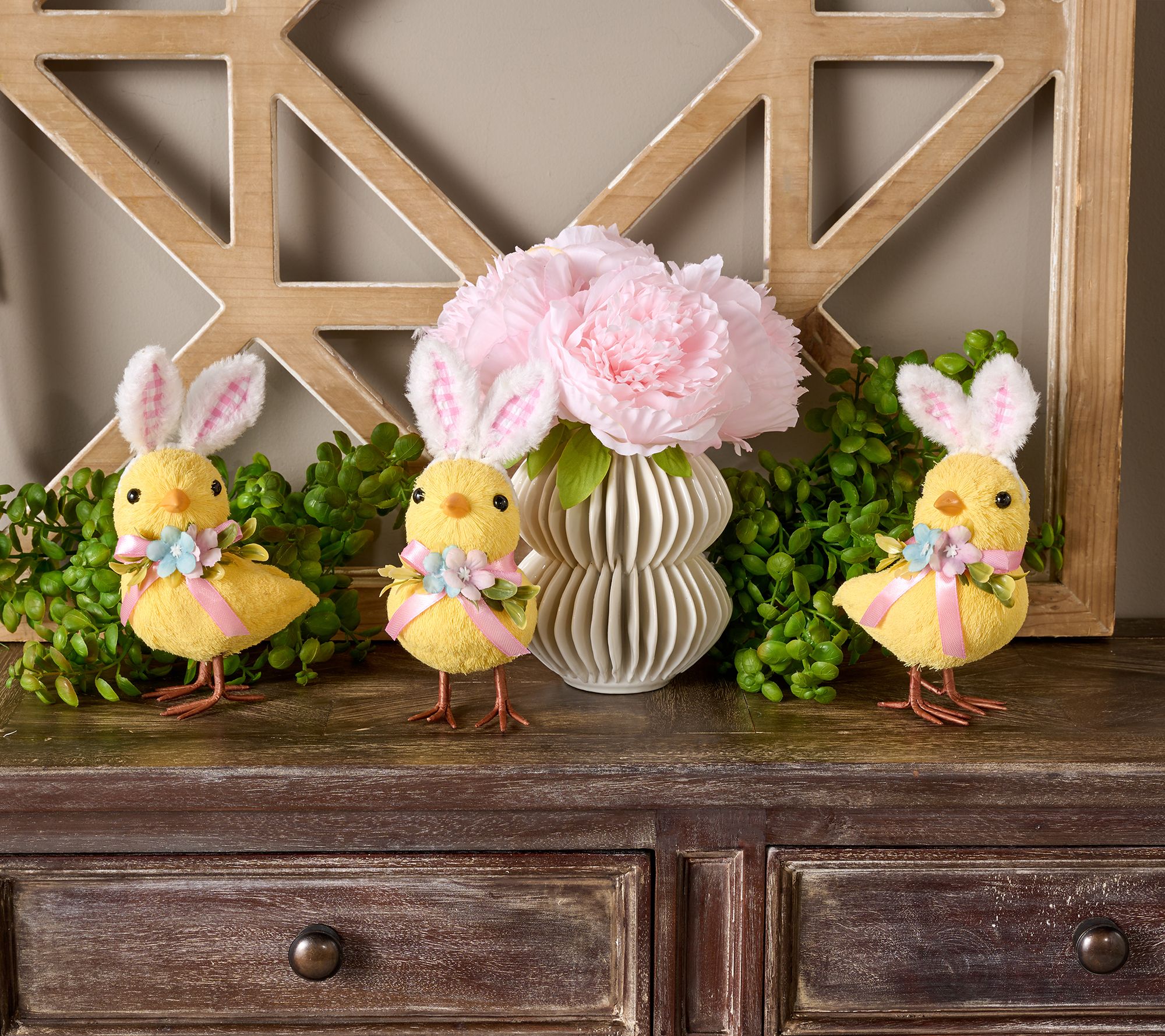 "As Is" Set of 3 Chicks with Bunny Ears by Valerie