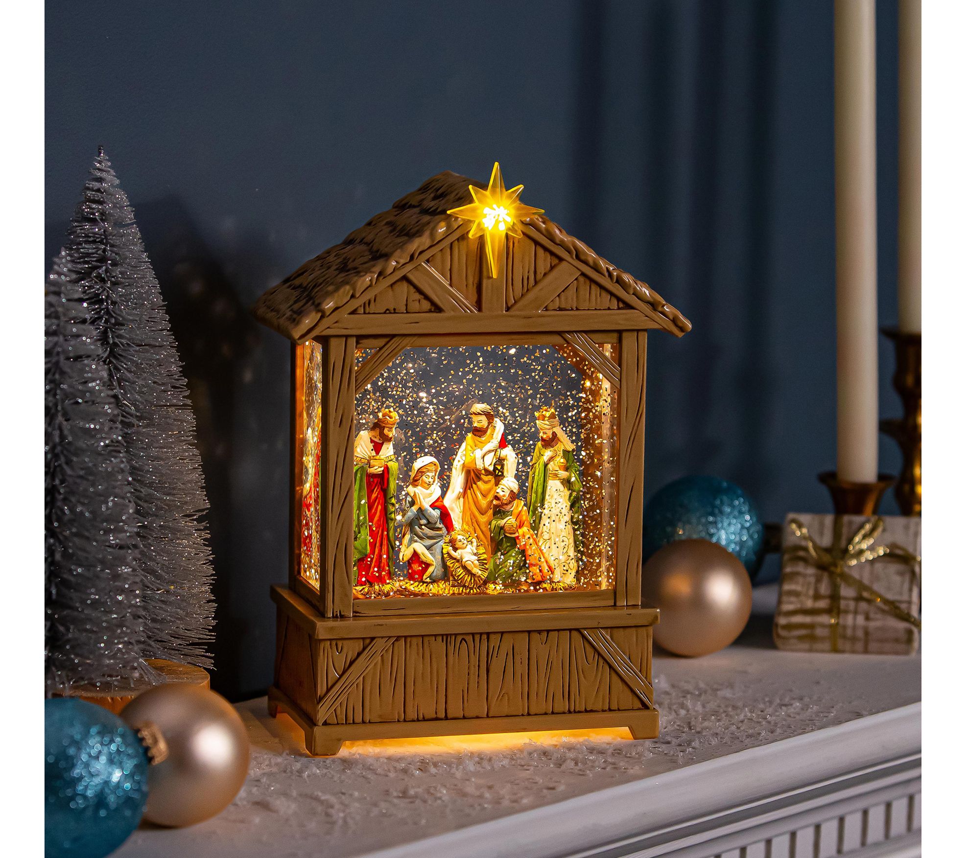 Evergreen 10.25"H LED Nativity Scene Water Lantern Table Decor