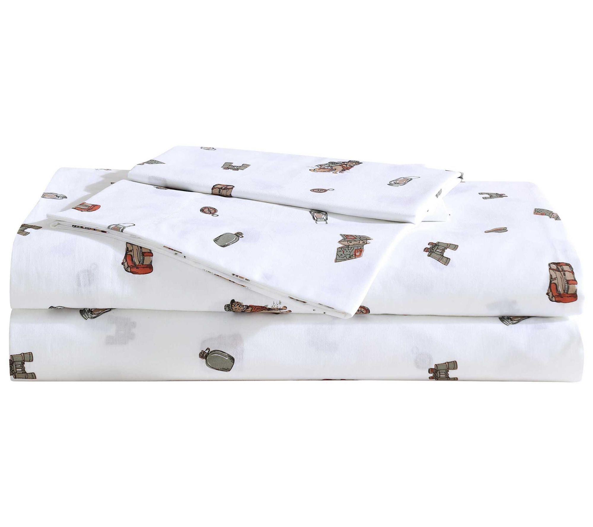 Eddie Bauer Buddy Camping White Twin Sheet Set