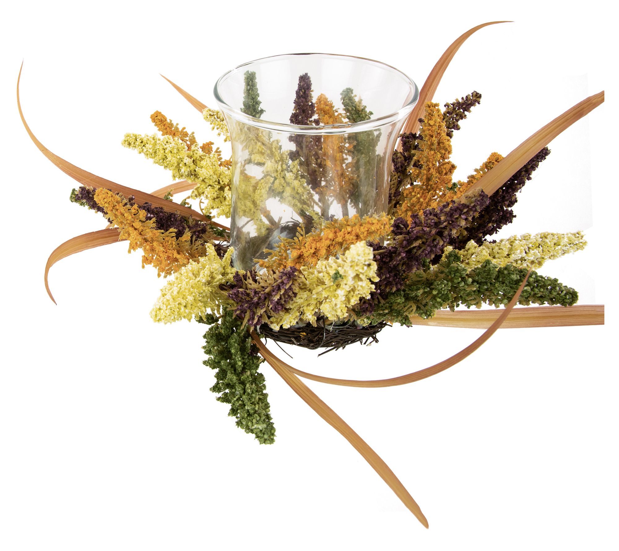 Northlight Harvest Pillar Candle Holder with Foliage 18" x 6"