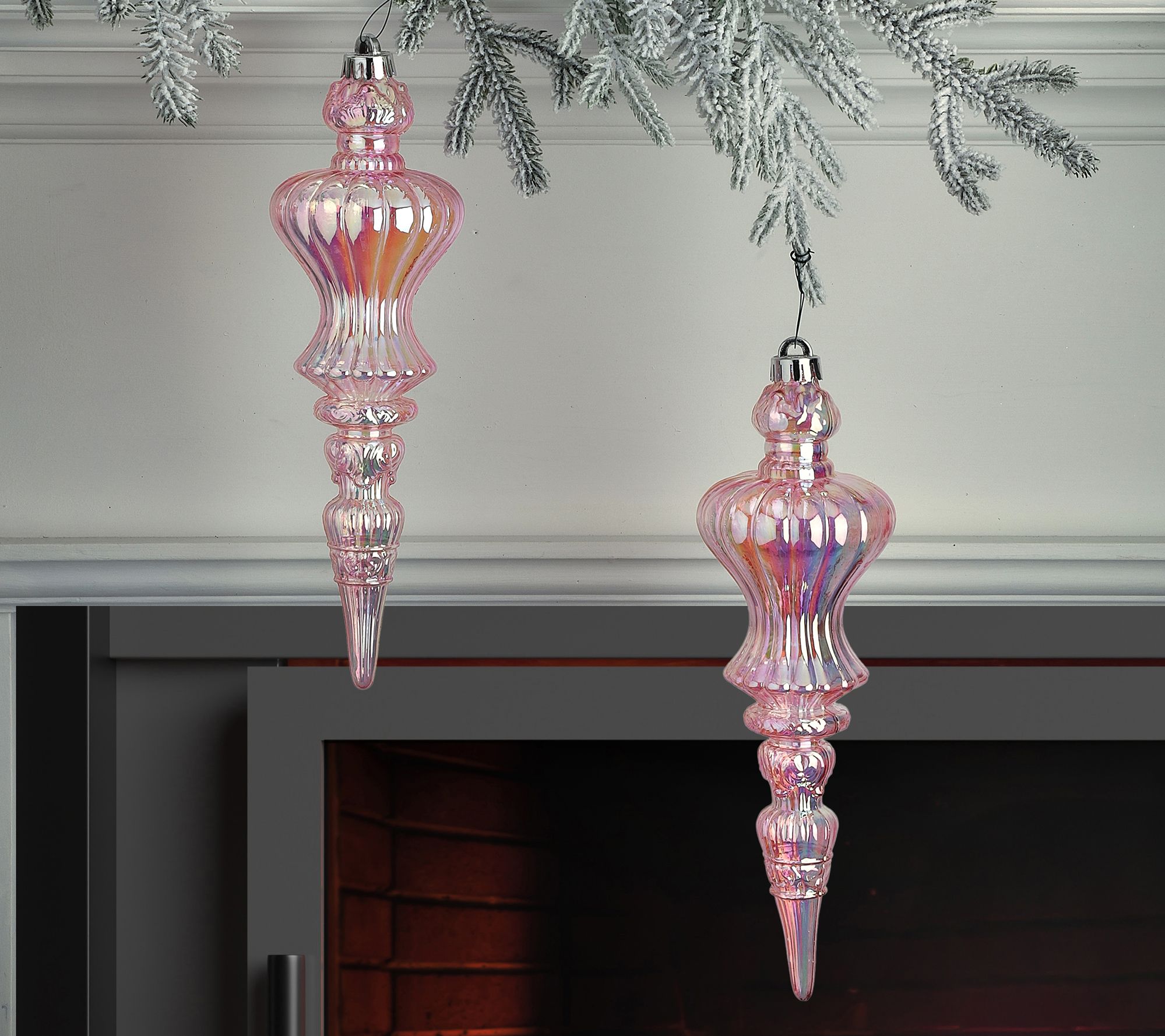 12" Iridescent Finial Ornaments Set of 2 by Valerie