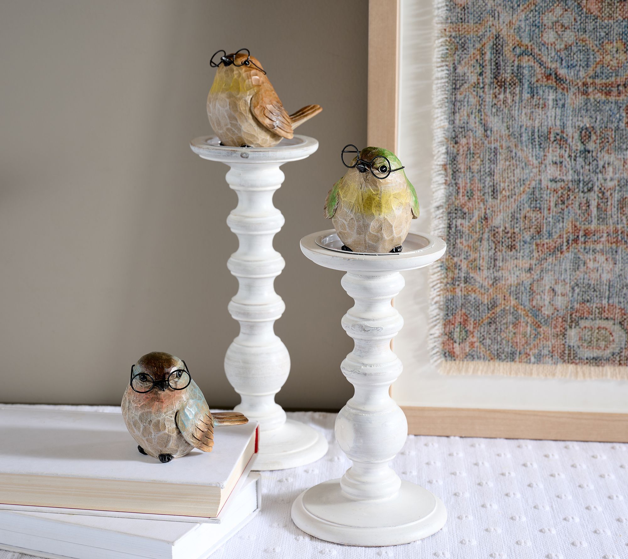 Set of 3 Resin Birds With Glasses by Valerie