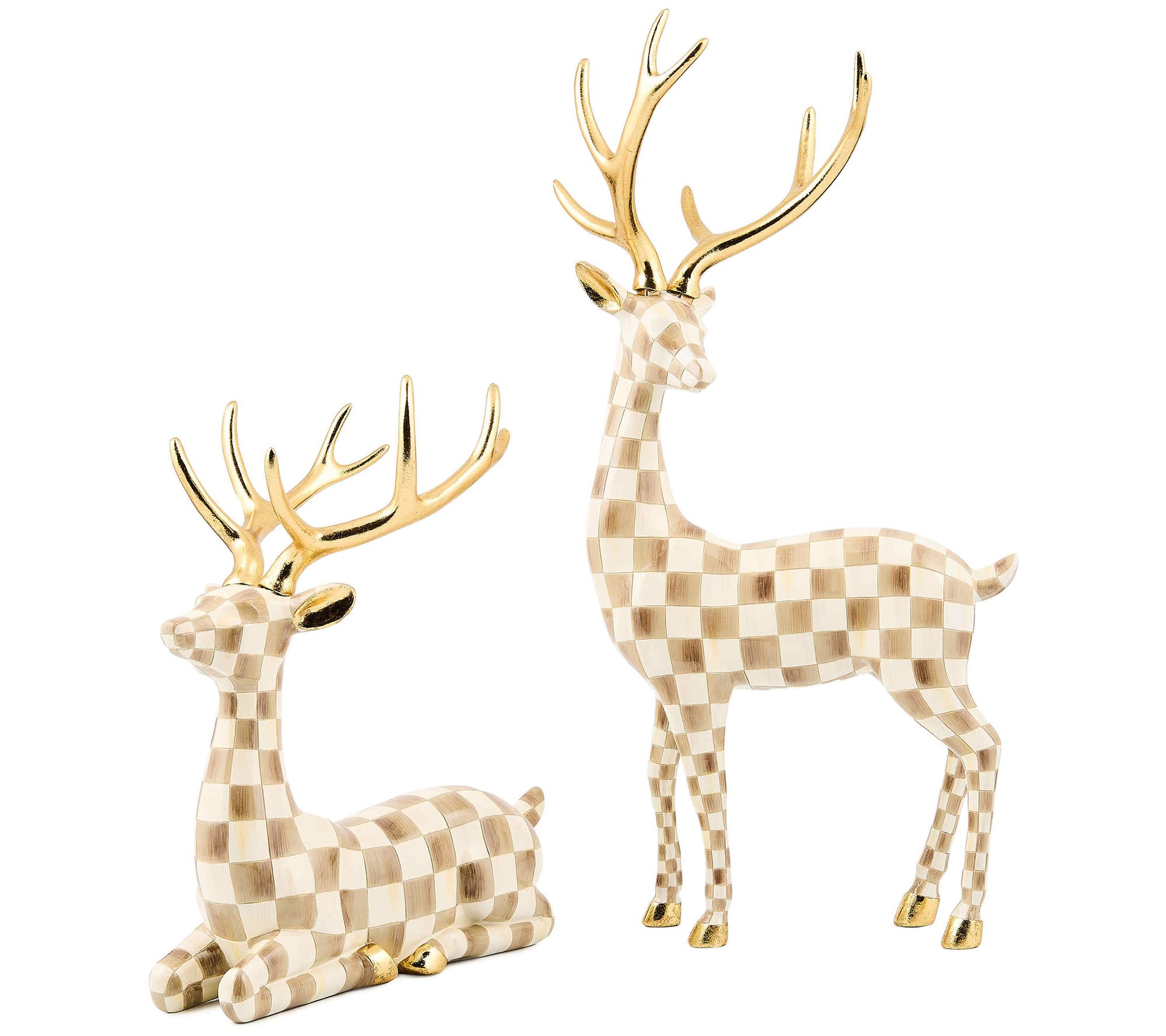 "As Is" MacKenzie- Childs Set of 2 Check Deer