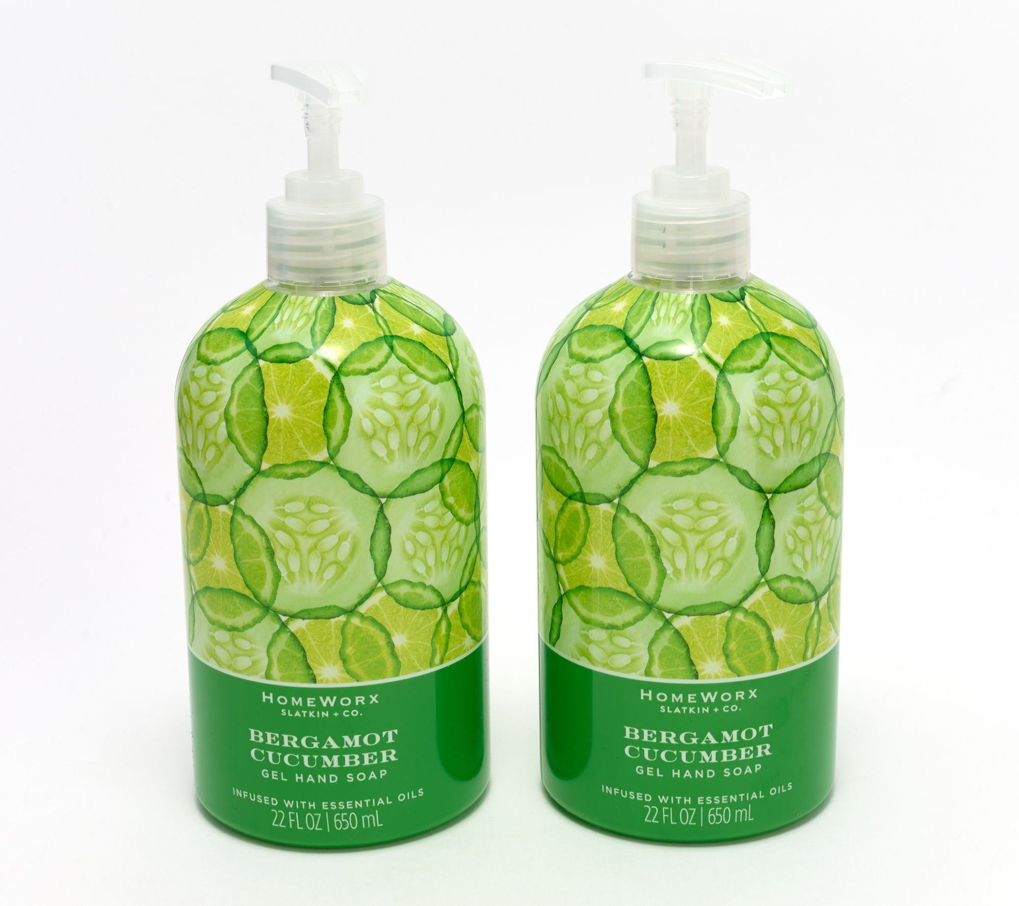  HomeWorx by Slatkin + Co. S/2 22oz Cucumber Gel Hand Soaps