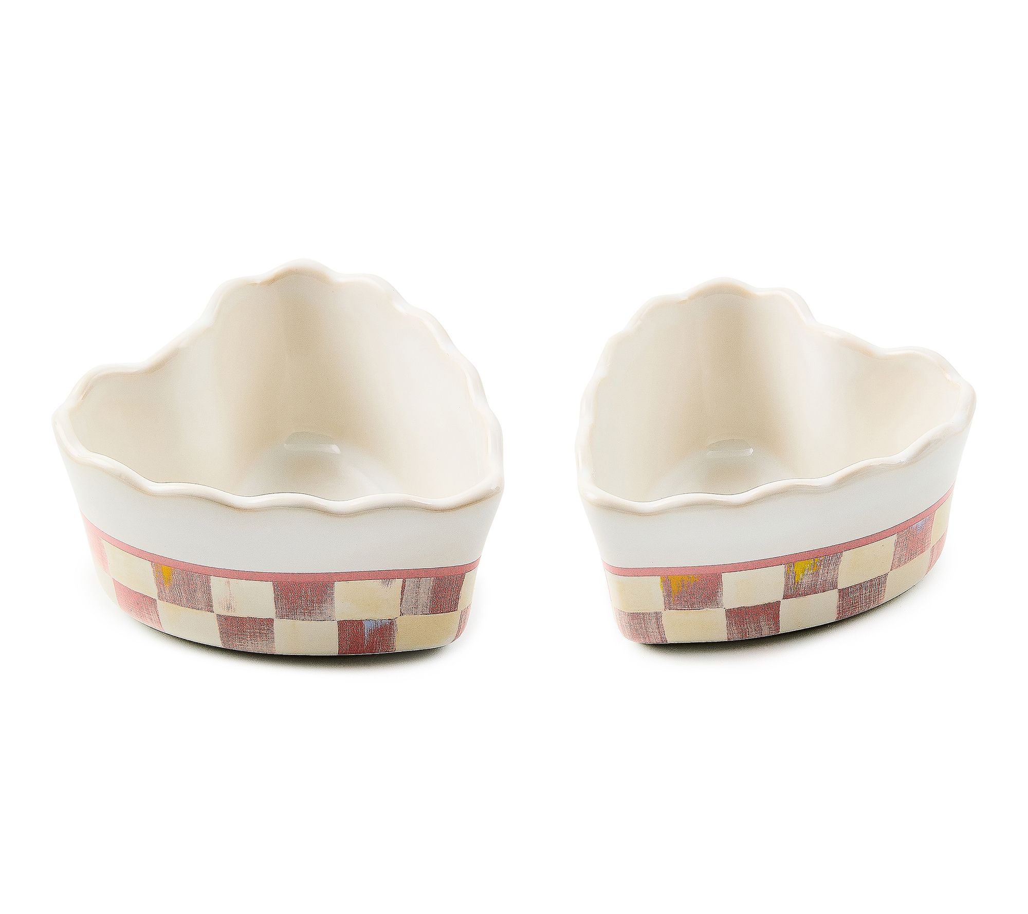 MacKenzie-Childs Rosy Check Everyday Heart Ramekins, Set of 2