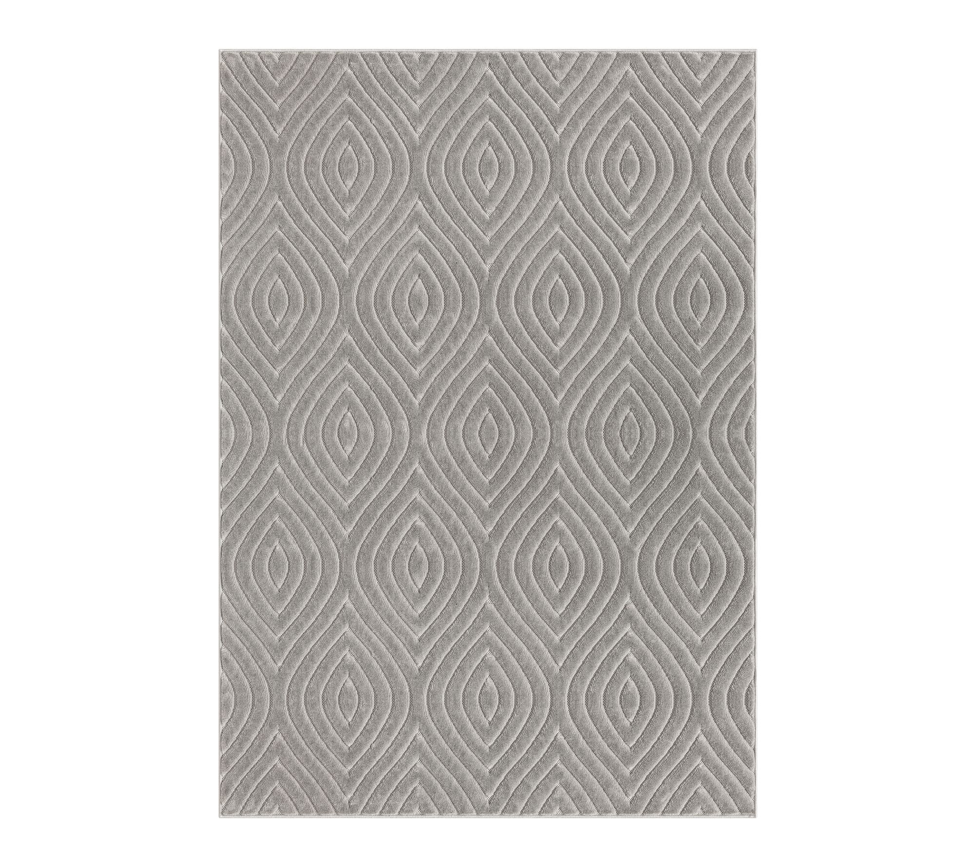 Ox Bay Gray Trellis Contemporary PolypropyleneOutdoor Rug