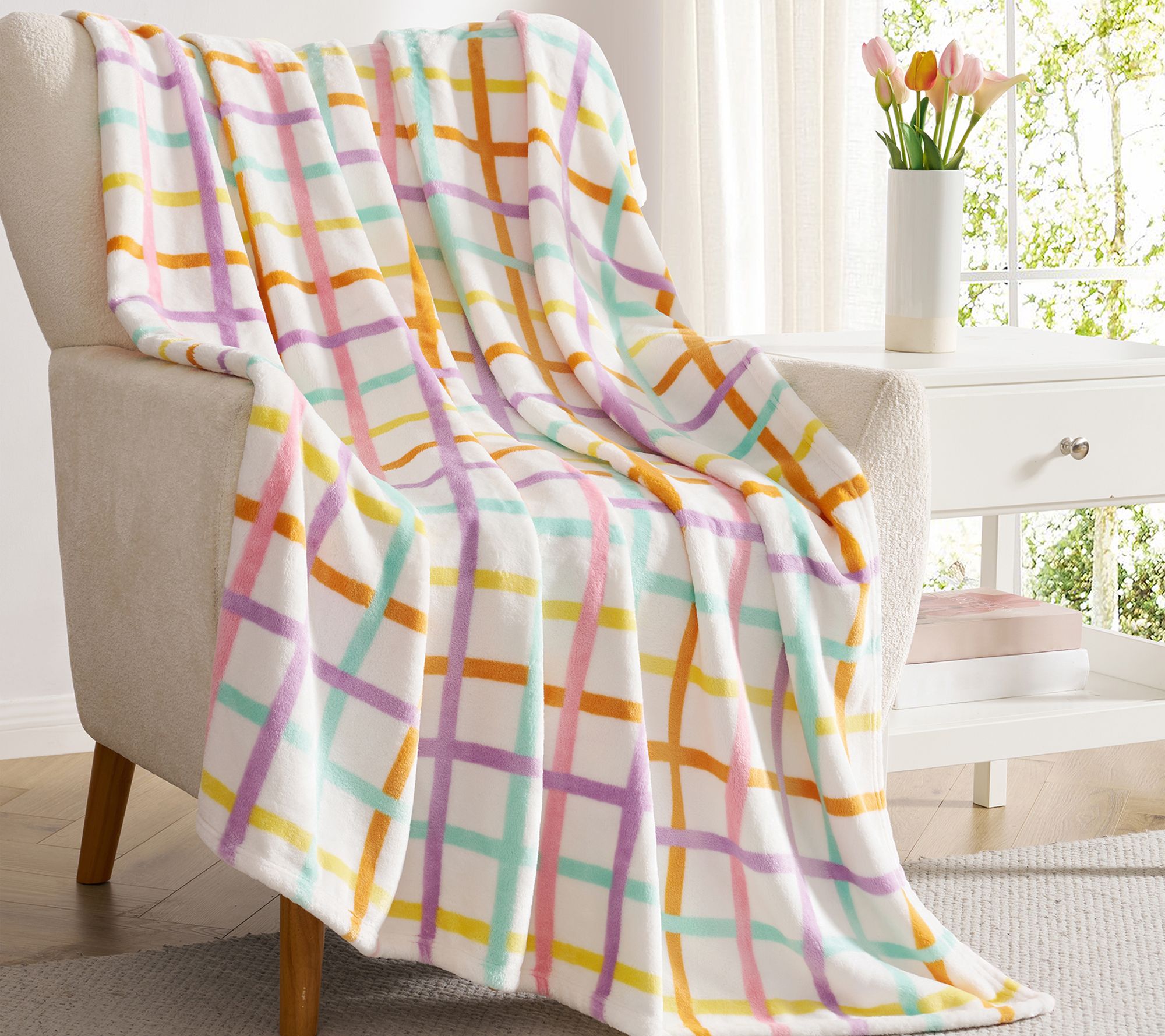 Hallmark Multicolor Chromatic Grid 50" x 70" Plush Throw Blank