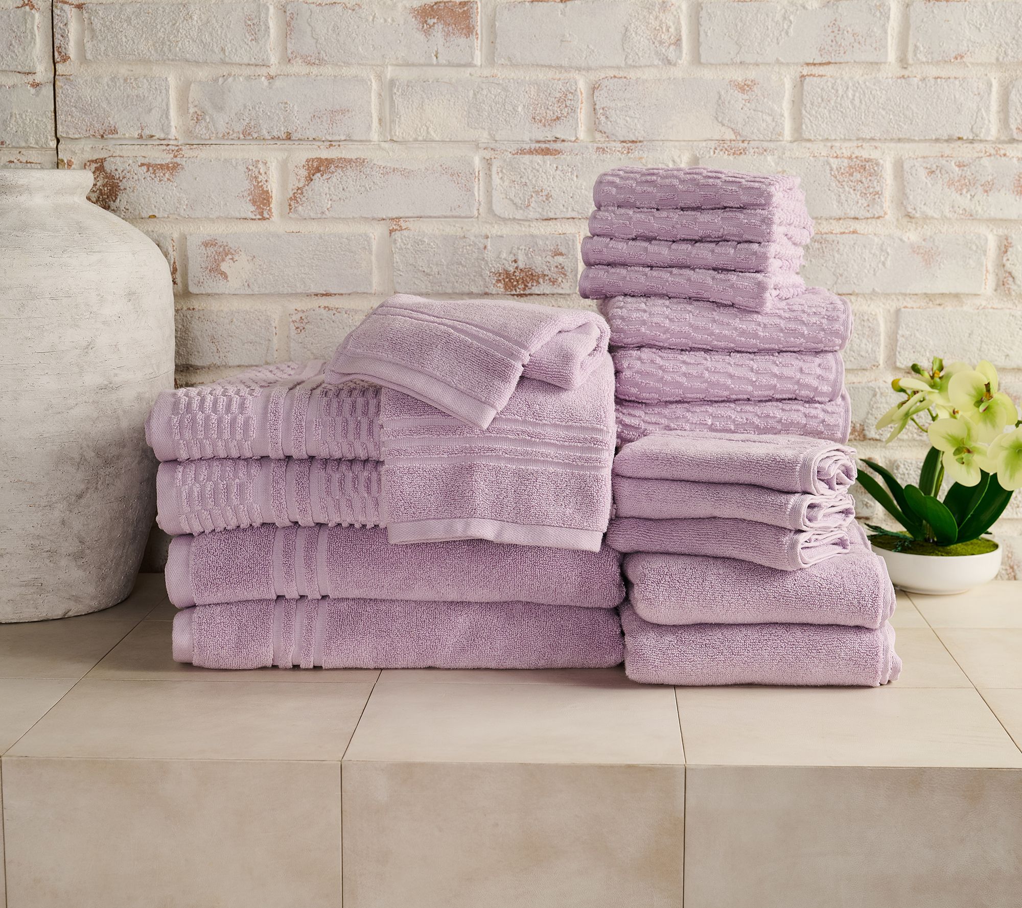 "As Is" Home Reflections 100% Cotton Solid & Texture 18pc Towel Set