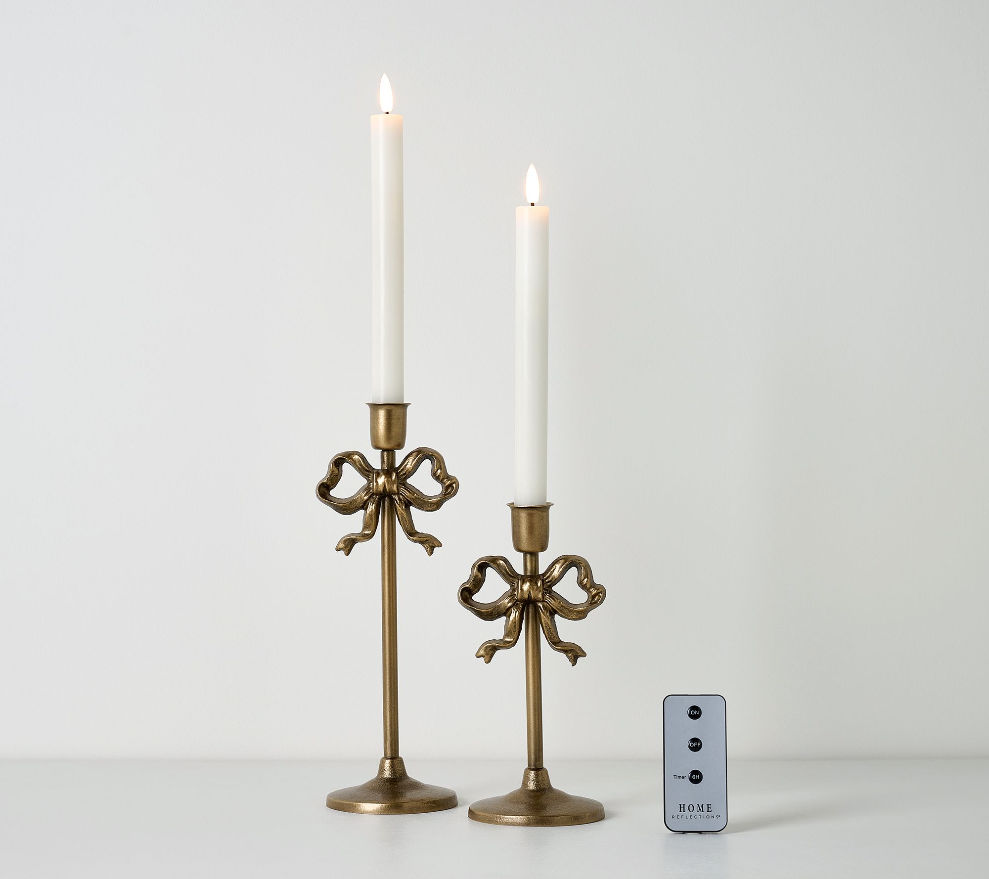 Home Reflections Set of 2 Bow Taper Holders with Tapers