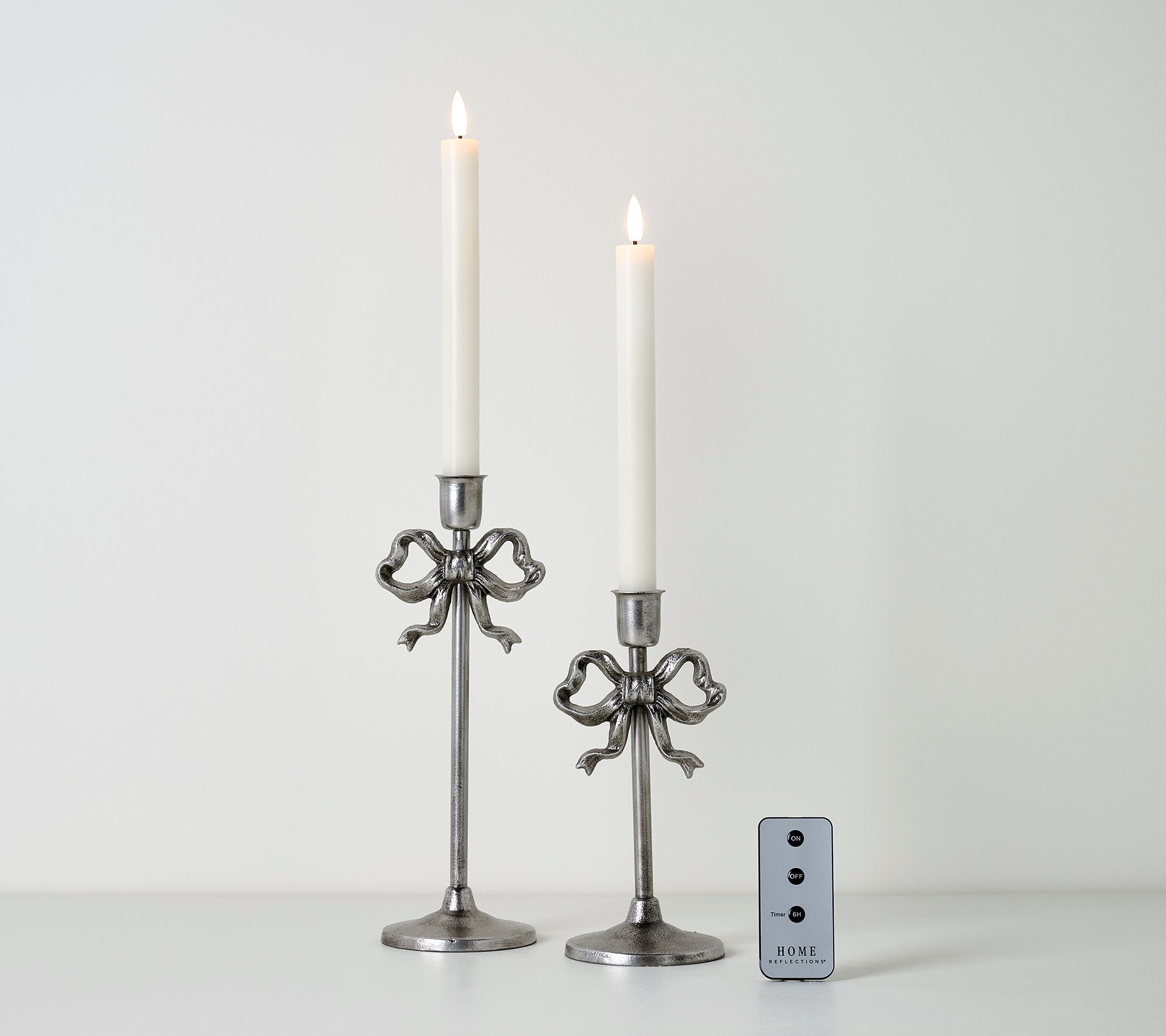 Home Reflections Set of 2 Bow Taper Holders with Tapers
