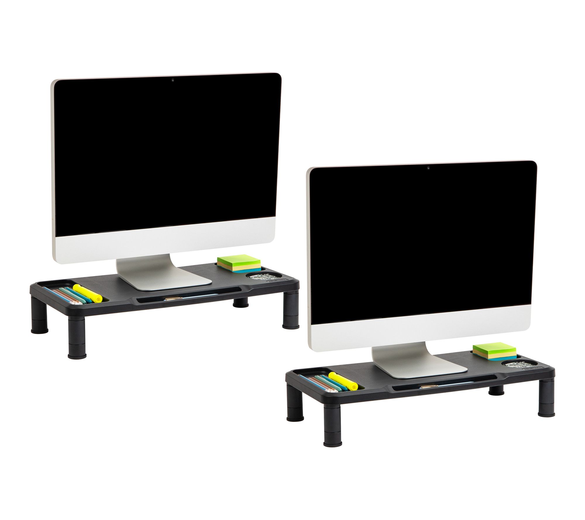 Mind Reader Monitor Stand Desktop Organizer Setof 2, Black