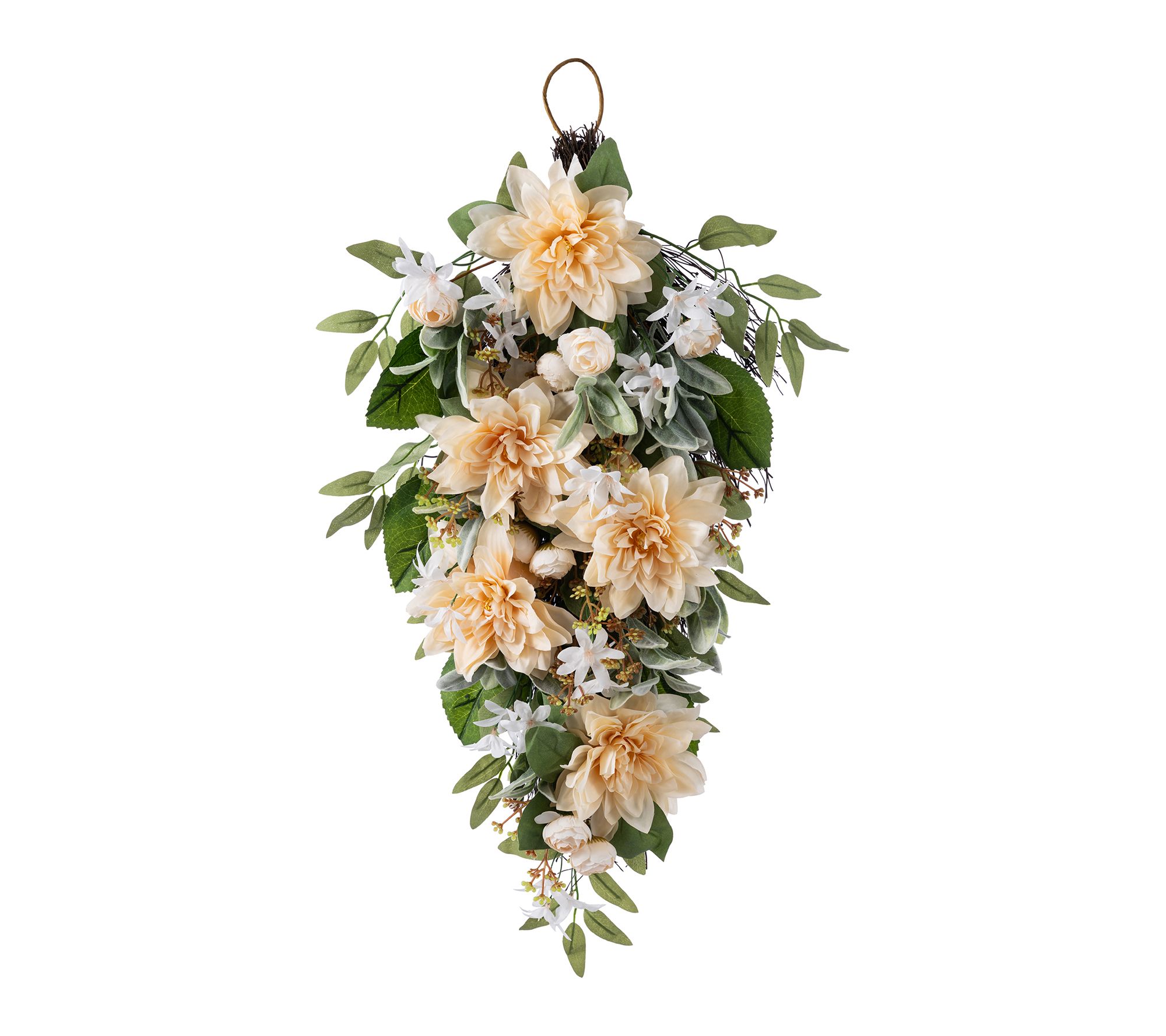 Glitzhome 28"H Peach Dahlia Floral Teardrop