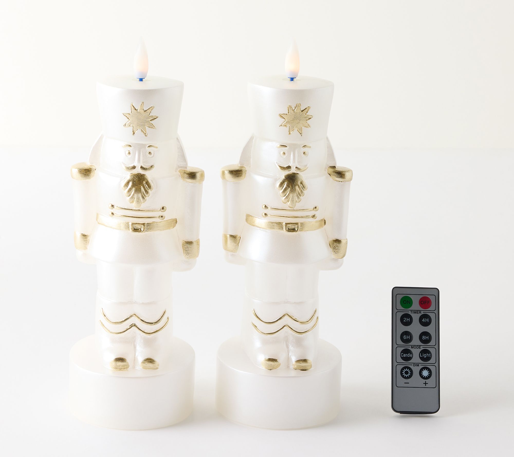 Home Bliss Set of 2 9" Pearlized Flameless Nutcrackers
