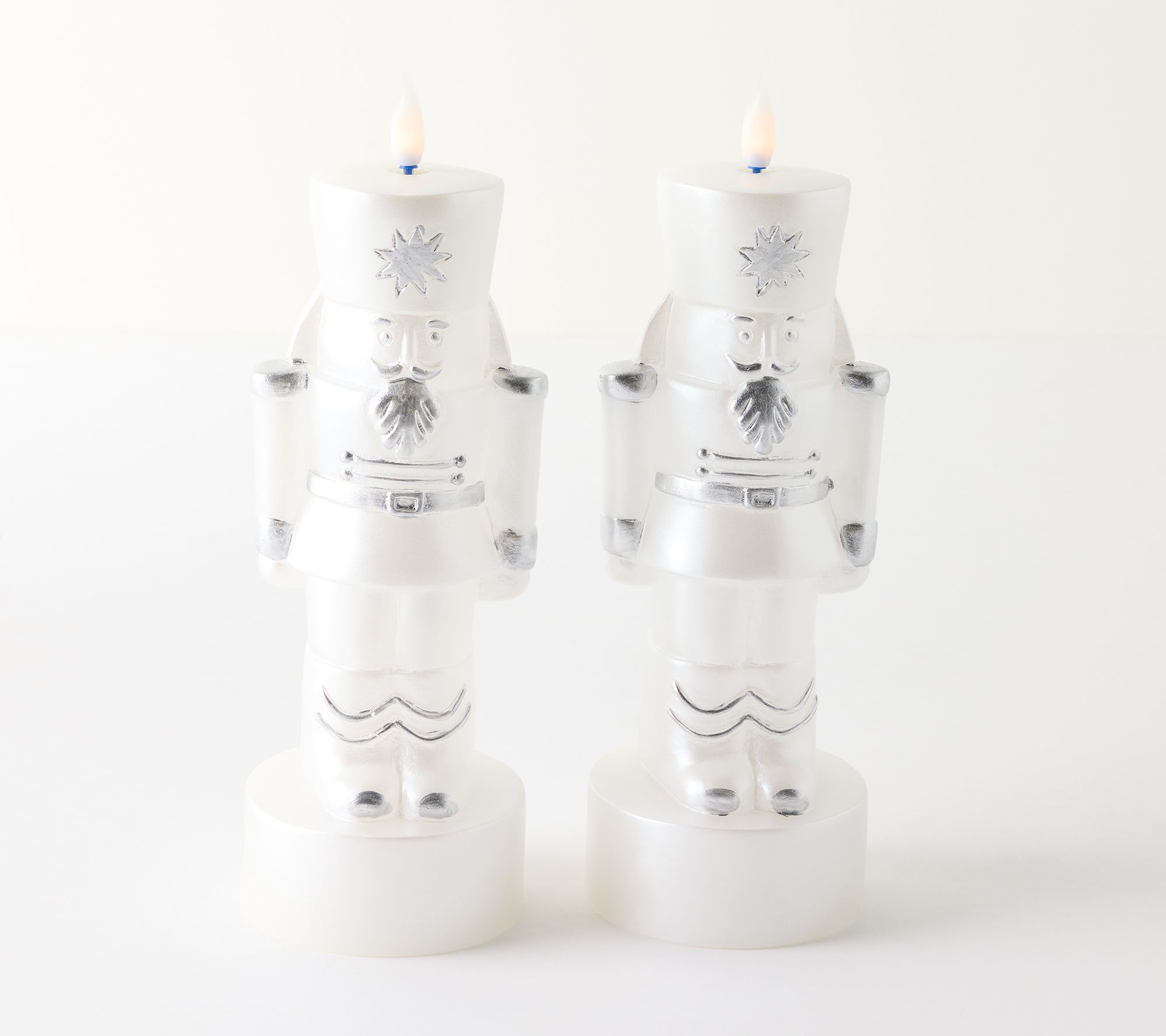 Home Bliss Set of 2 9" Pearlized Flameless Nutcrackers