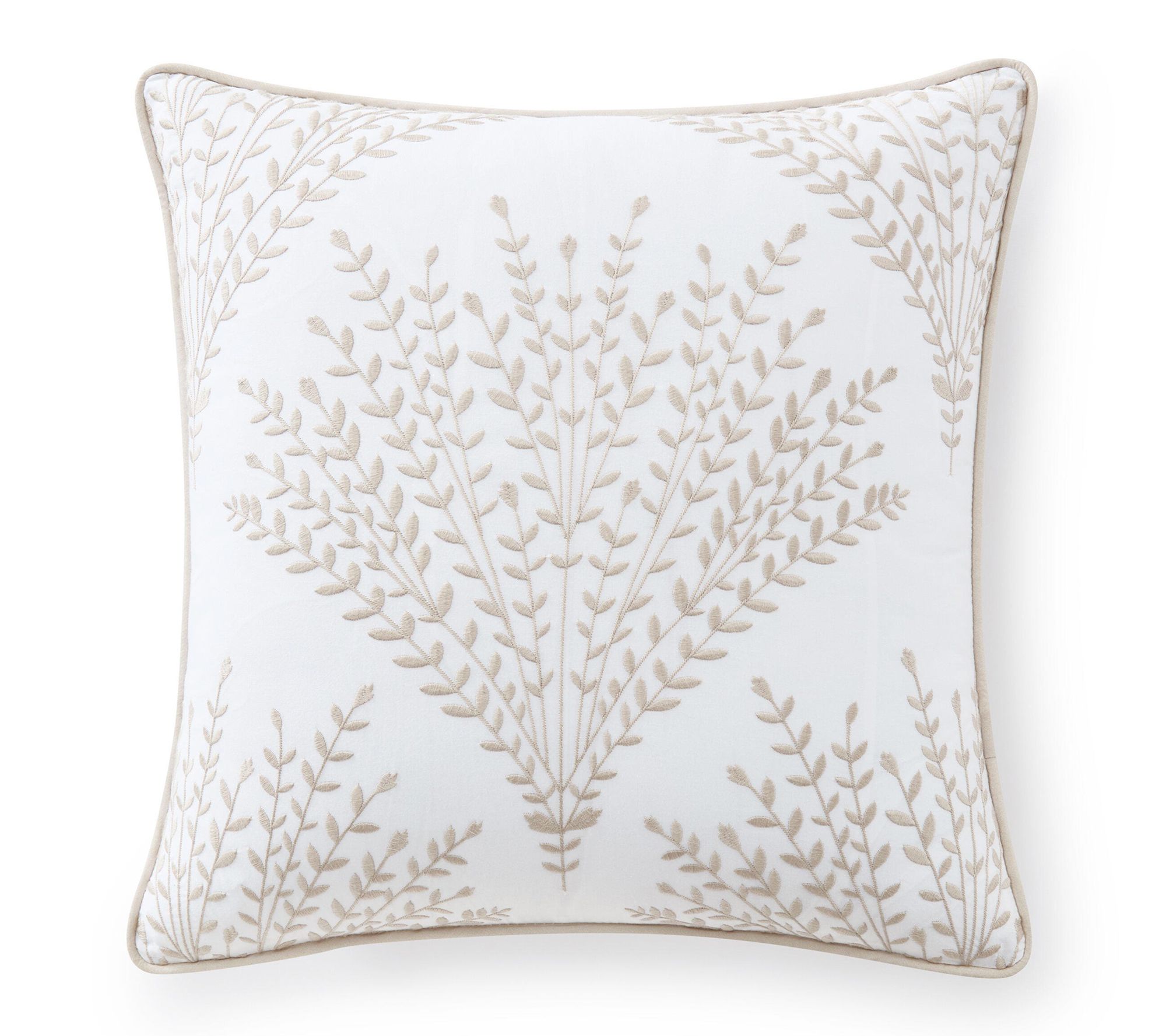 Martha Stewart Cottage Leaf White Cotton Decora ive Pillow