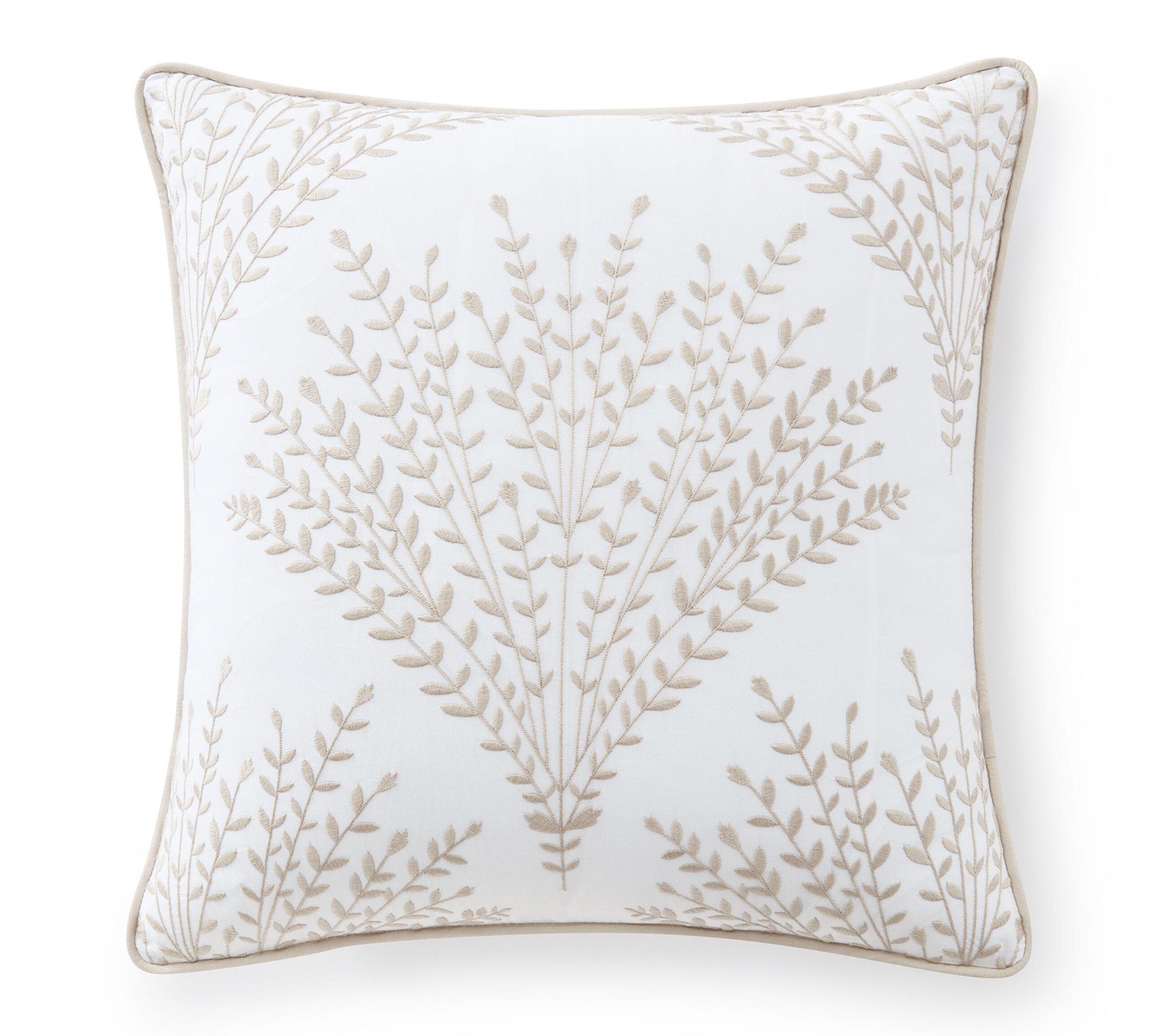 Martha Stewart Cottage Leaf White Cotton Decorative Pillow