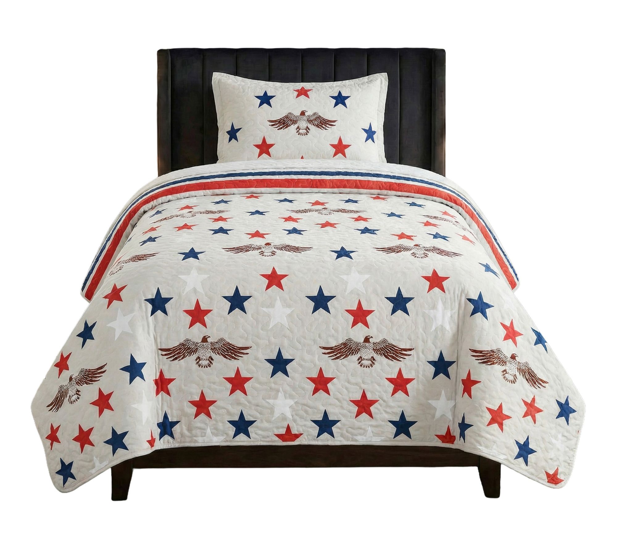 Lavish Home 2-Piece Twin Quilt Set Patriotic Star Pattern