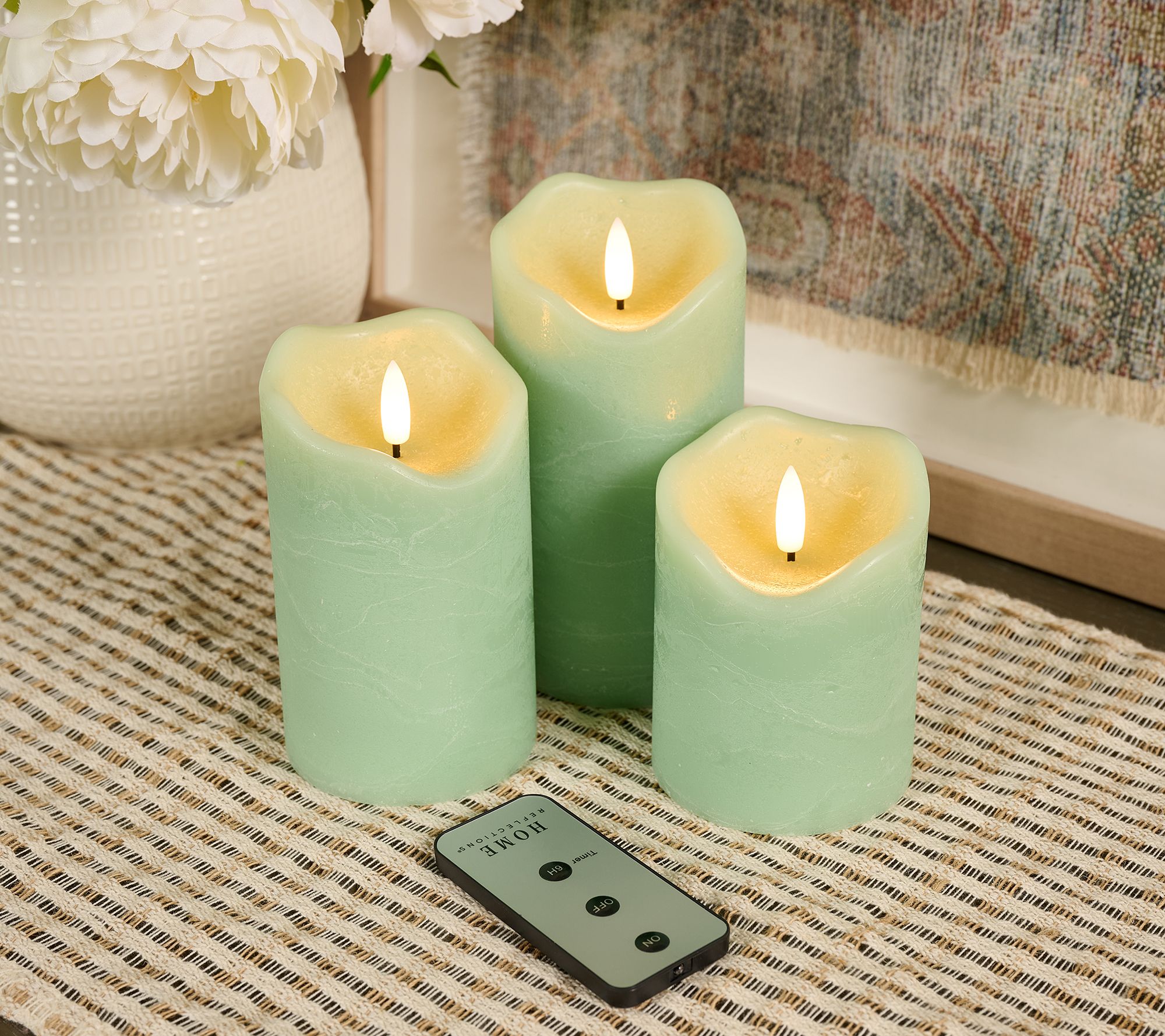 "As Is" Home Reflections S/3 Rustic Wax Flameless Pillars