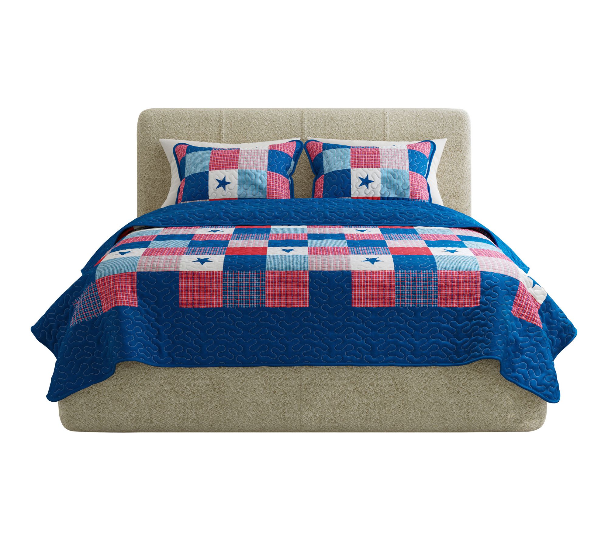 Lavish Home 3-Piece Caroline Patriotic King Quilt Set
