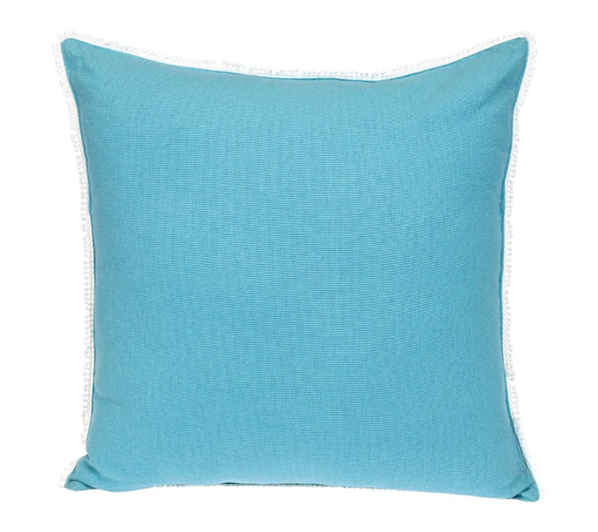 HomeRoots 16" Aqua Cotton Pillow w/ Scalloped Edges