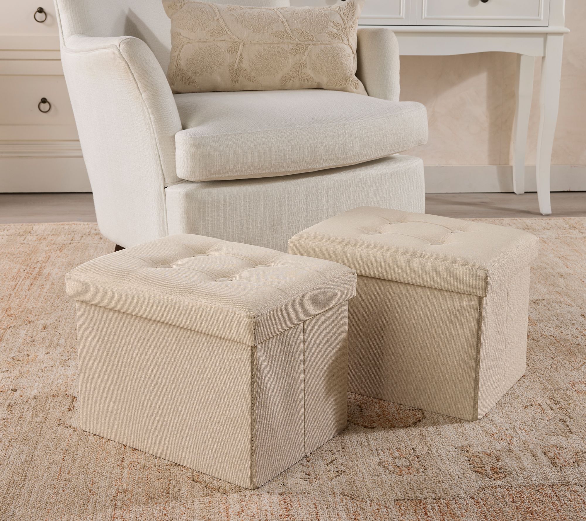 "As Is" Home Reflections Set of 2 Collapsible Ottomans