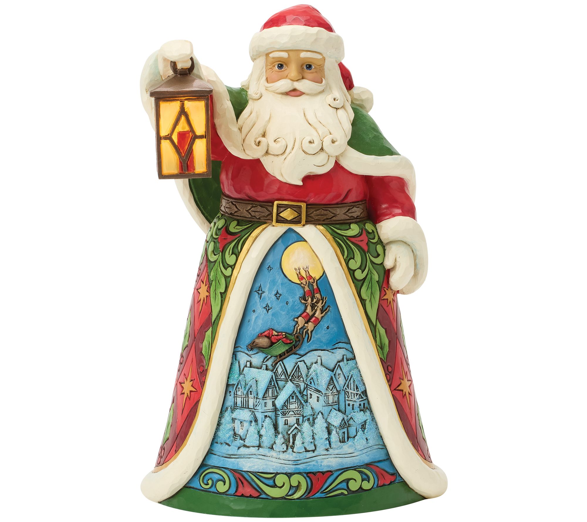 Jim Shore Heartwood Creek 9" Santa and Scene with LED Lantern