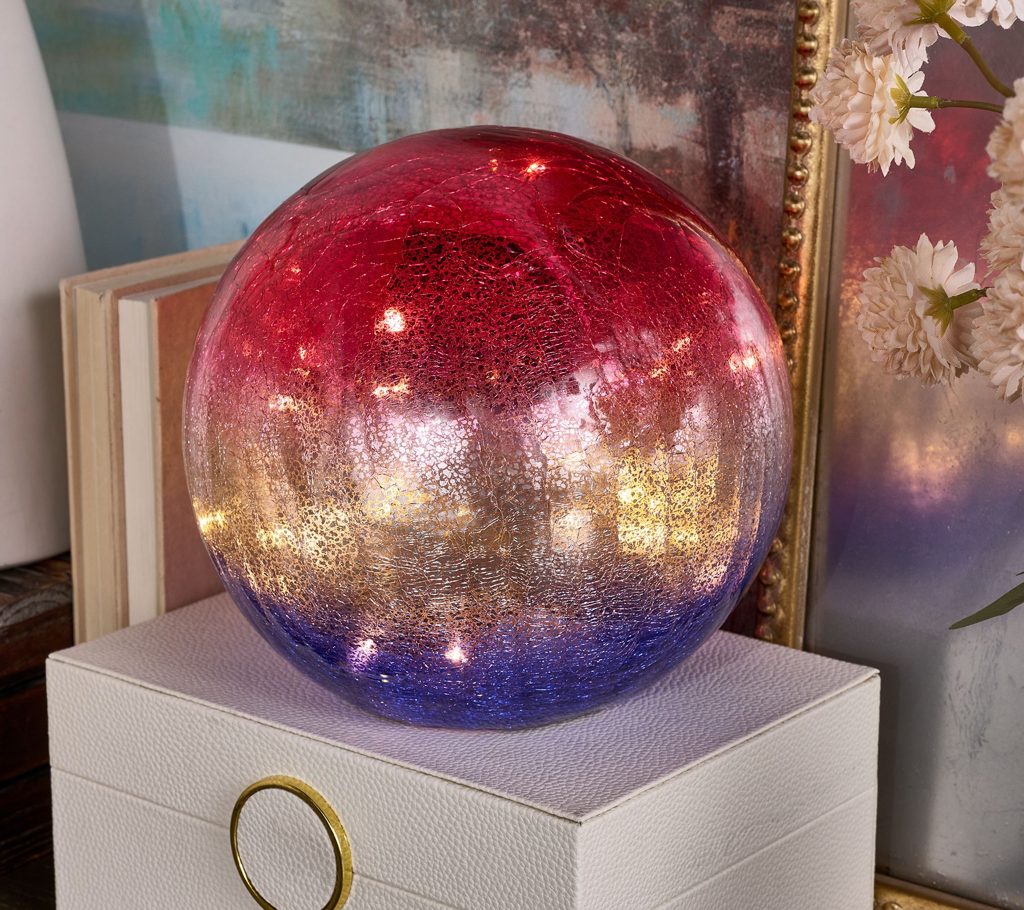 "As Is" 8" Illuminated Patriotic Mercury Glass Sphere