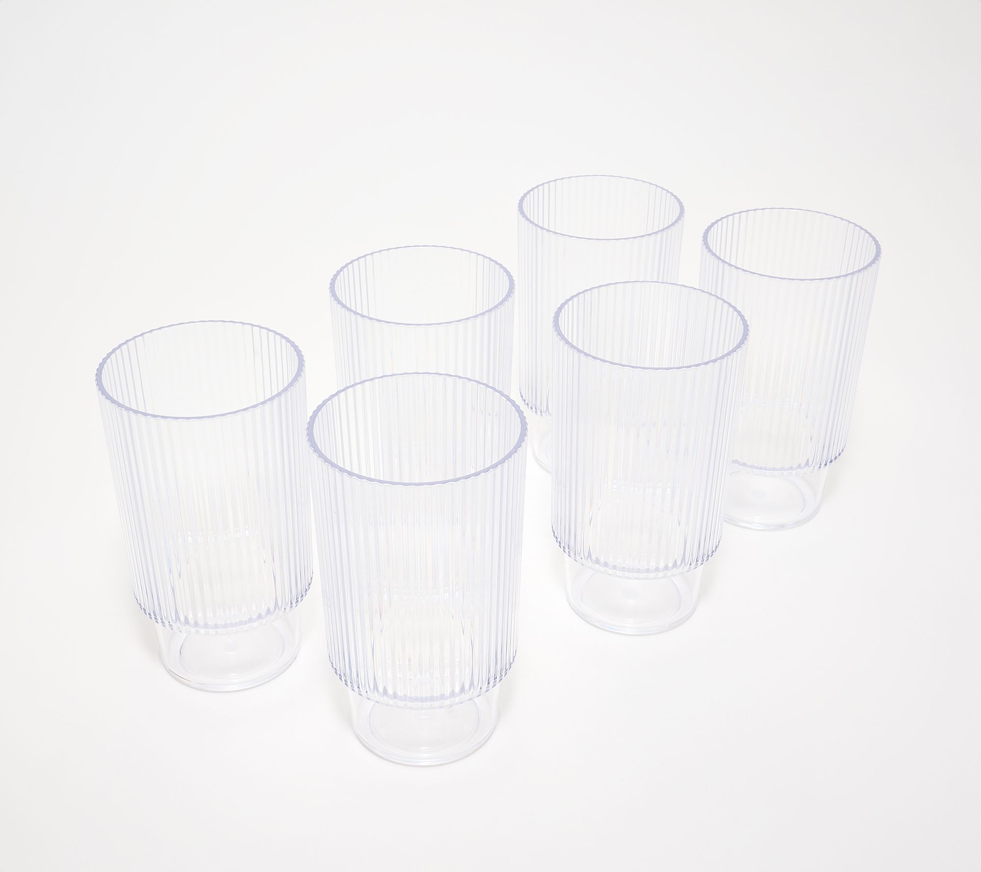 "As Is" Home Reflections Set of 6 Tritan Fluted High Wall Cups