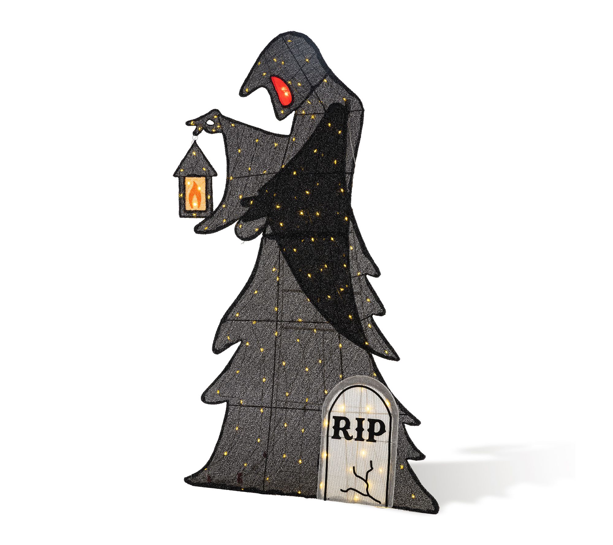 Glitzhome 60"H Lighted Halloween 2D Grim Reaper Outdoor Decor