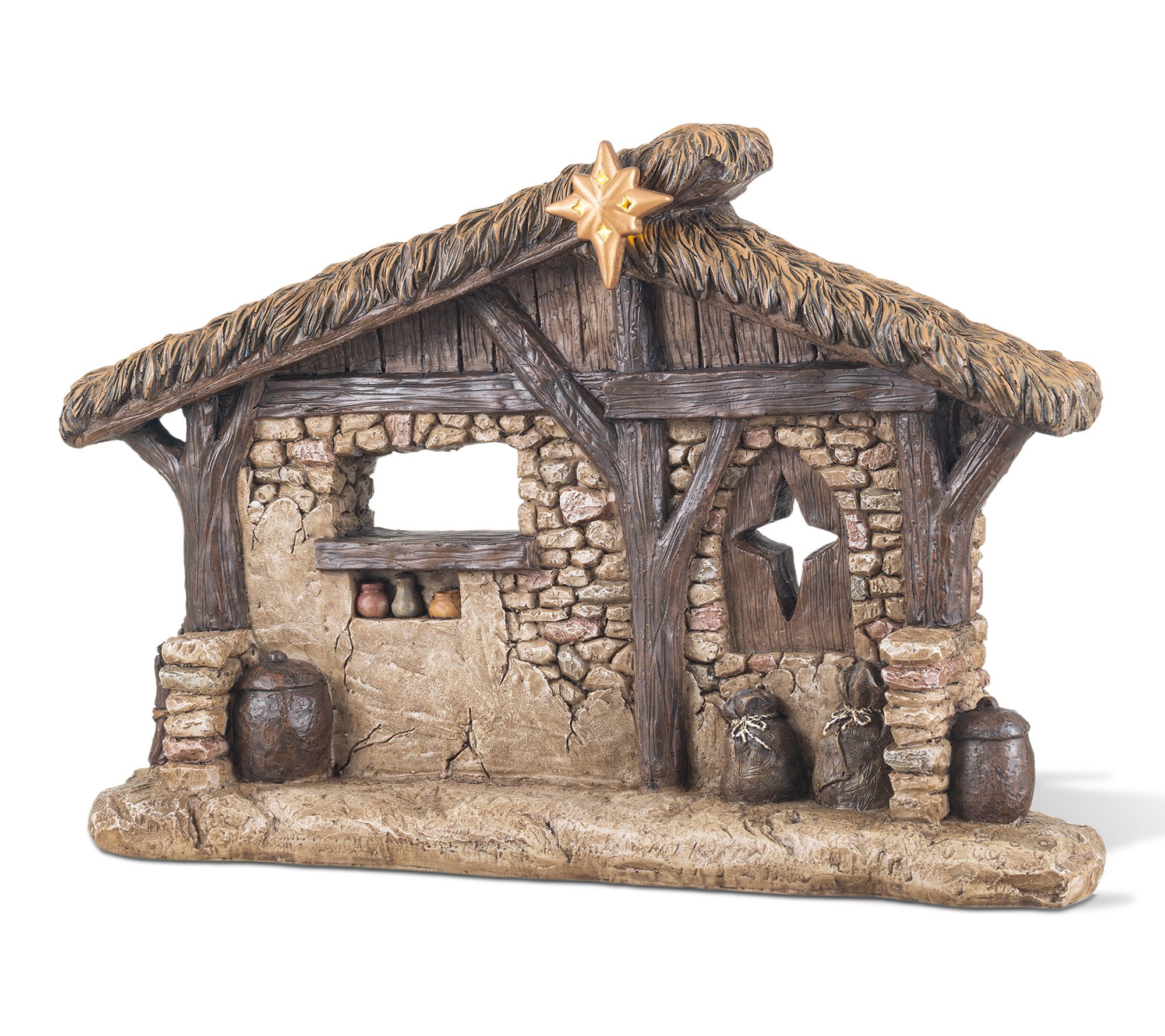 Glitzhome 14.5"H Lighted Nativity Scene Stable Creche