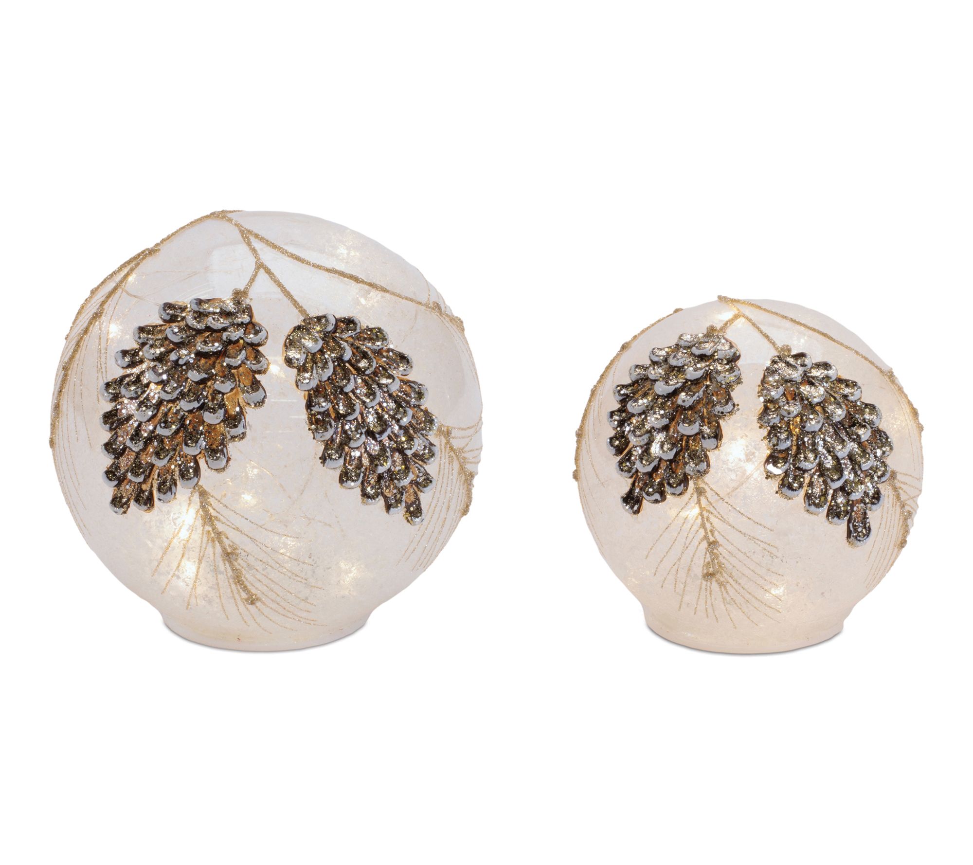 Melrose LED Frosted Pine Cone Globe (Set of 2)