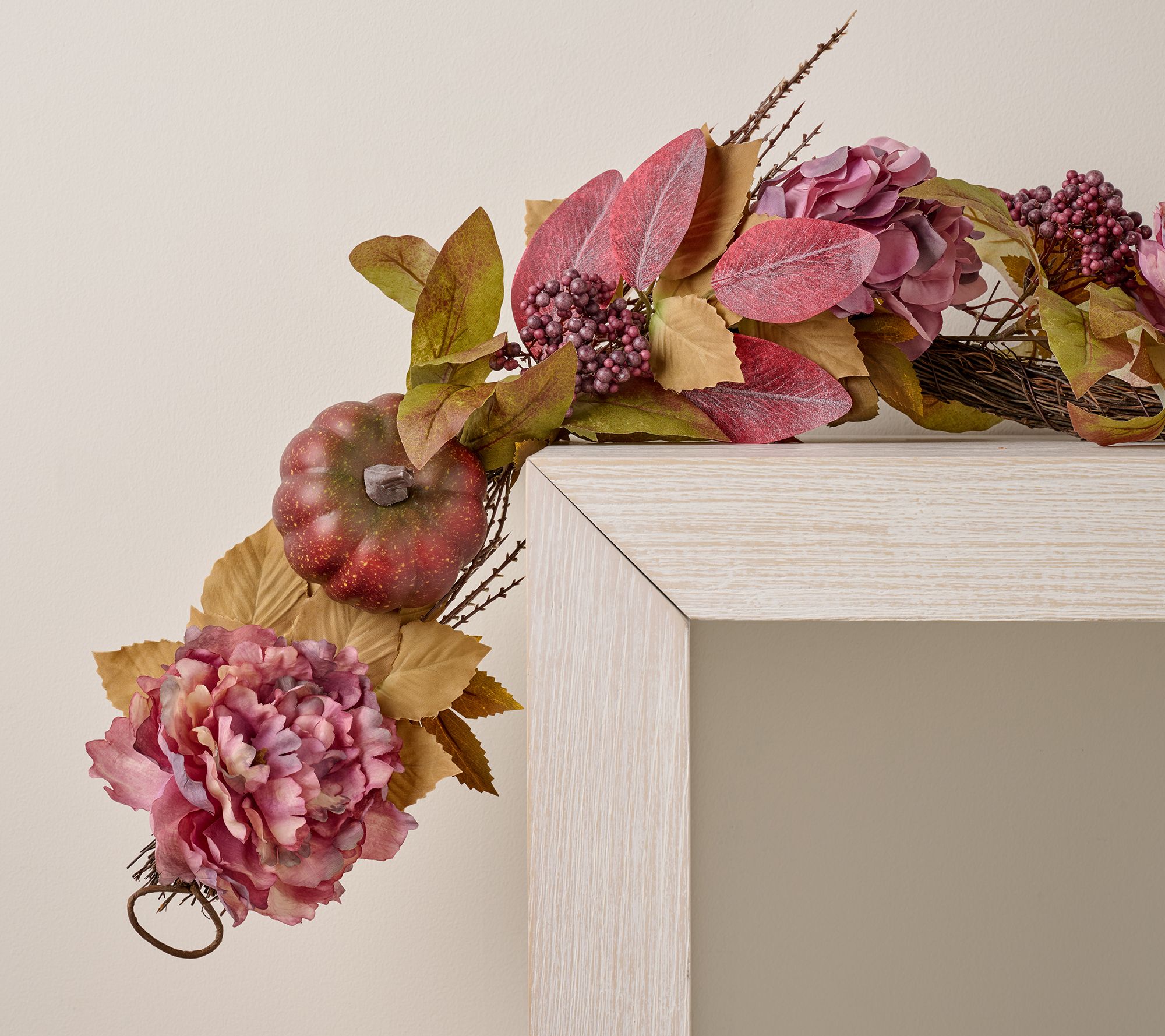 "As Is" Home Reflections 6' Hydrangea and Pumpkin Garland