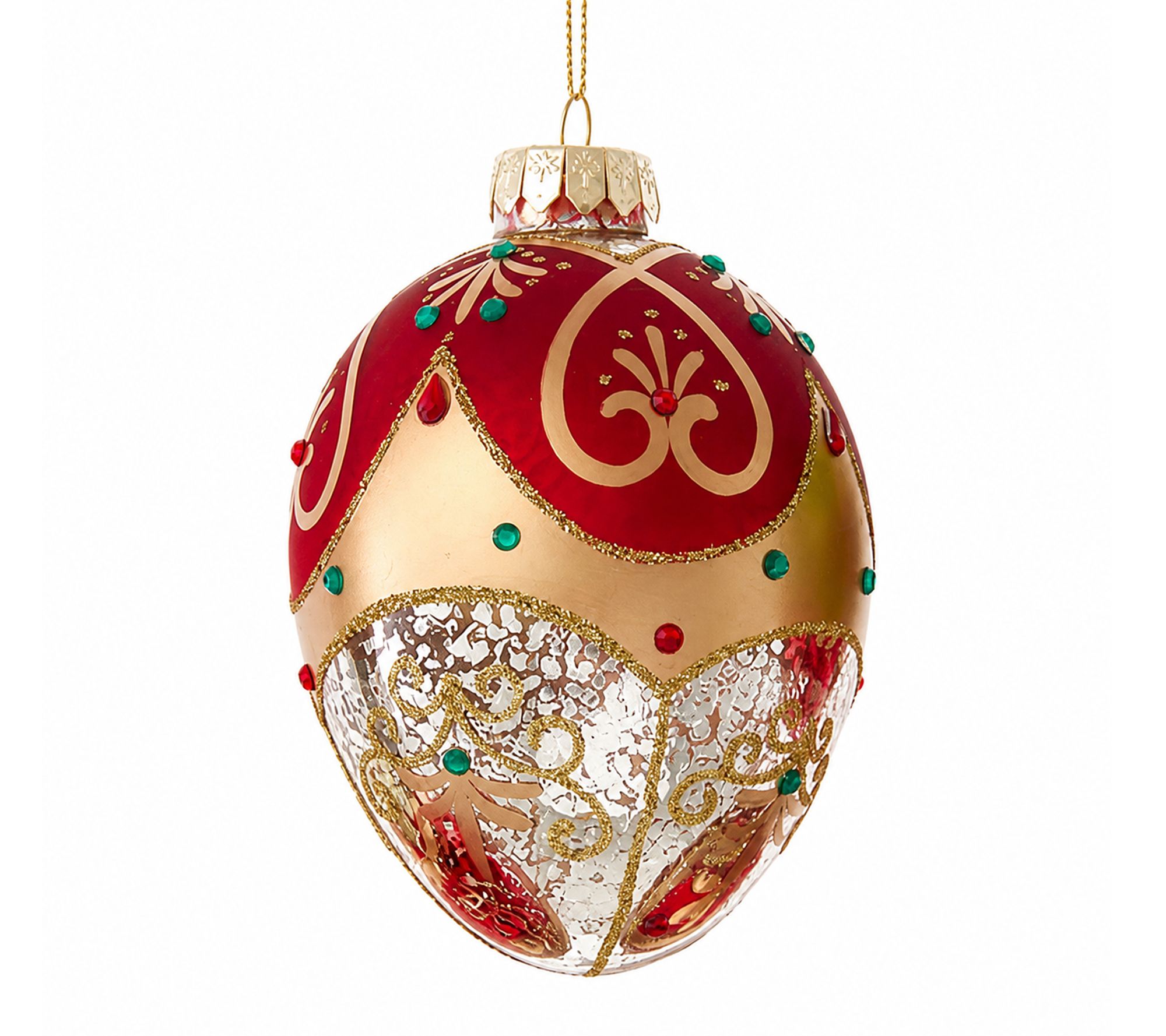 RC Home Decor -4.75" Jeweled Hand-Blown Glass Christmas Ornament