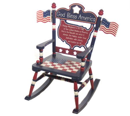 Rock a Buddies Patriotic Wooden Rocker With Music QVC