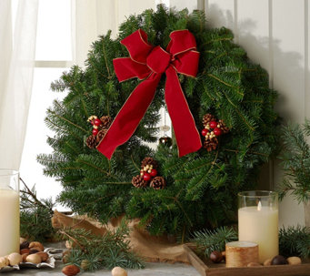 Fresh Balsam Holiday Wreath w/ Jingle Bell by Valerie - H95000