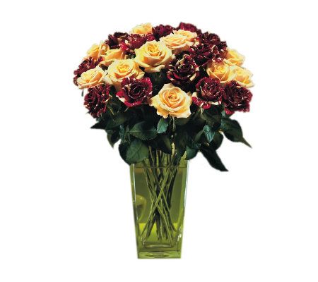 Two-Dozen Hocus Pocus Petite Roses with Vase byProFlowers - QVC.com