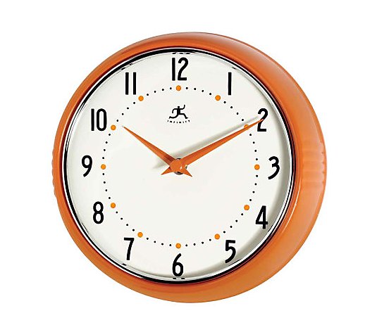 The Retro Orange Metal Wall Clock by Infinity