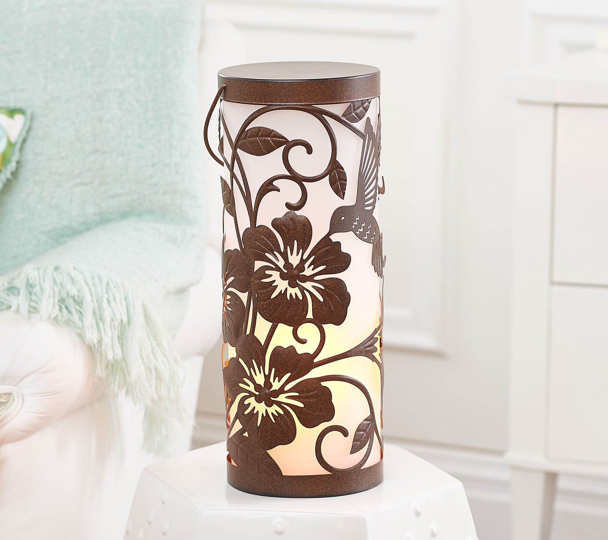 Indoor/Outdoor Garden Lantern with Flickering Flame by Valerie