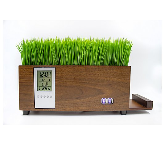 4-Port Usb Charging Station With Lcd Clock andPlastic Grass
