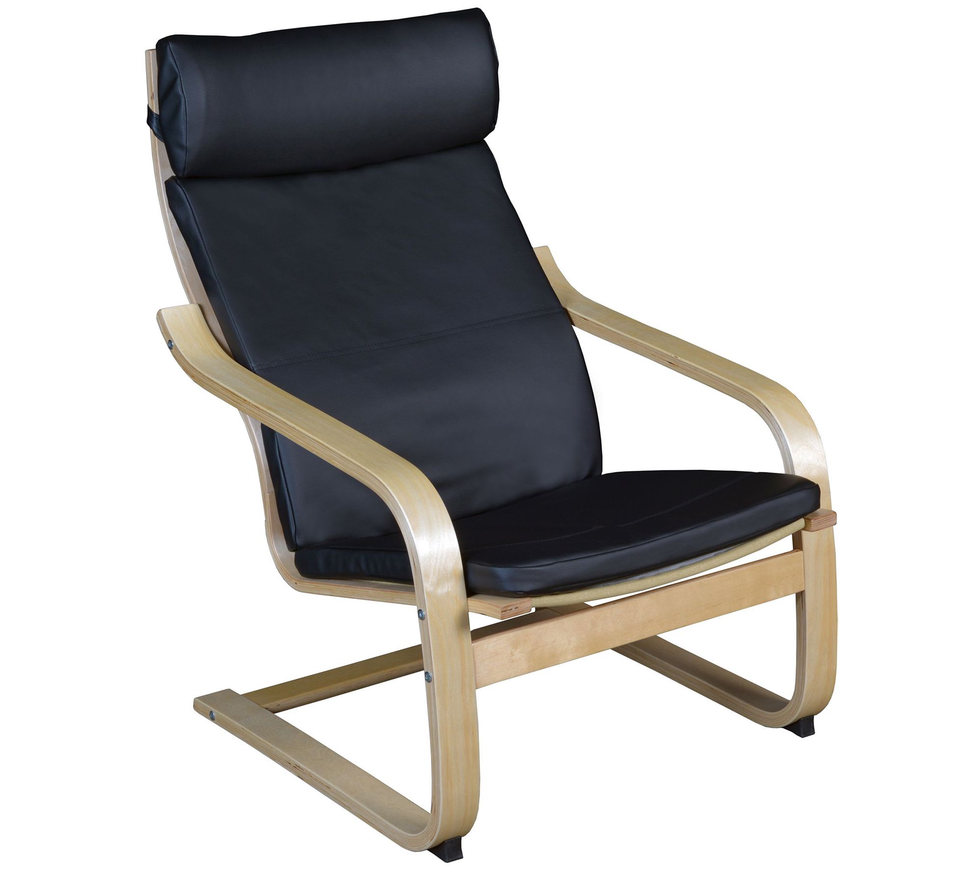 Niche Mia Bentwood Reclining Chair- Natural/ Black Leather - QVC.com